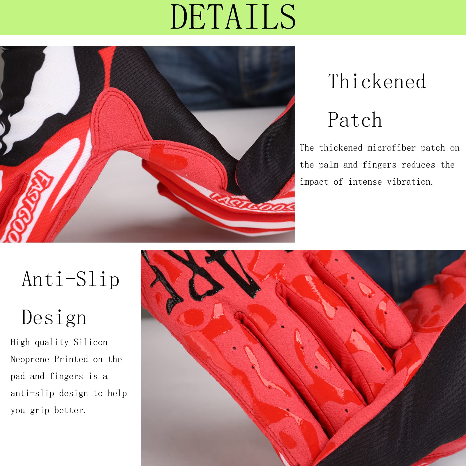 Fastgoose Dirt Bike Motocross Gloves - Motorbike Riding Bike Gloves For Off Road Racing & Cycling (Red/Black, Small)