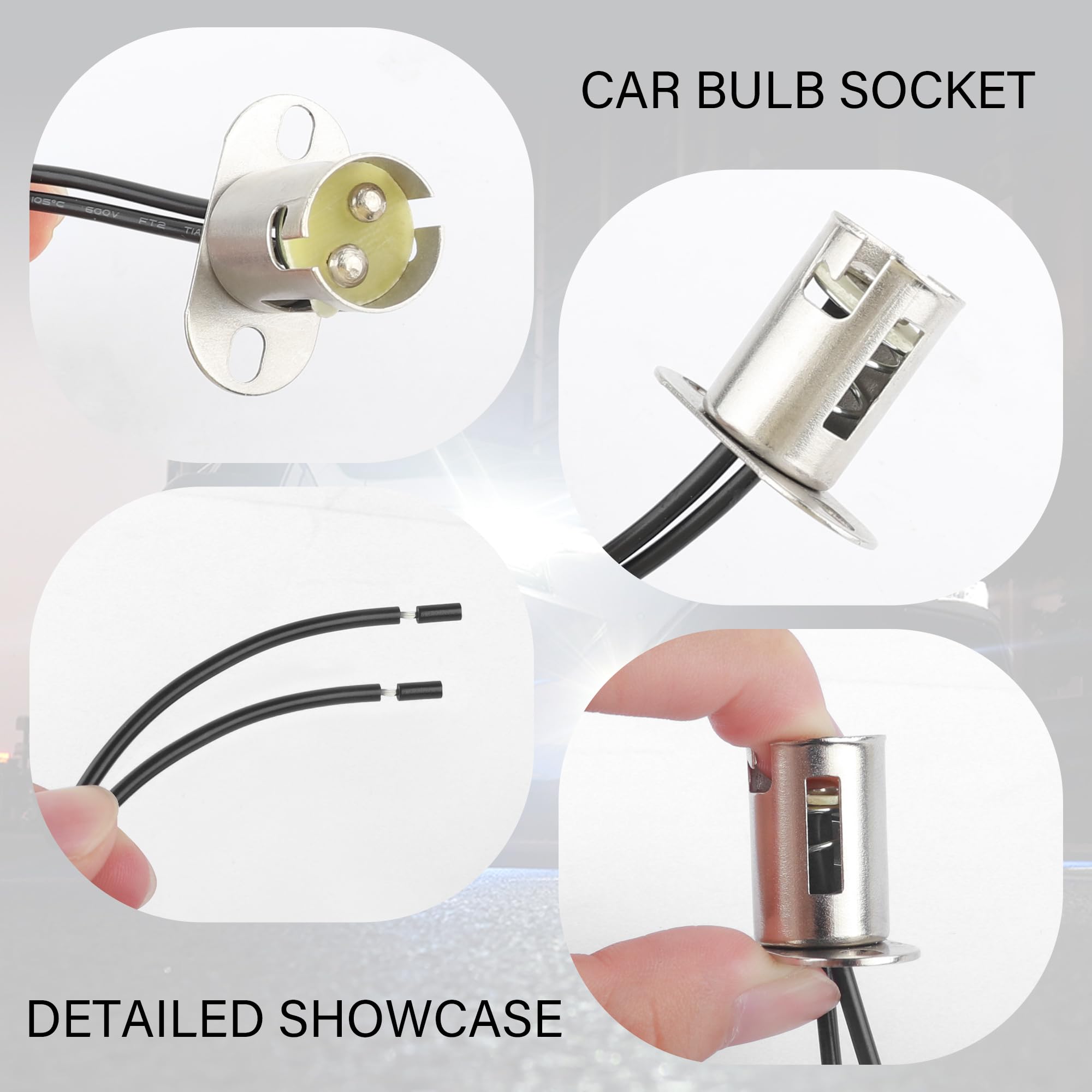 IHOTDER 2PCS Car Bulb Socket,BA15D Car Light Bulb Socket Adapter with 2 Wire Connectors,Multi-Purpose BA15D LED Bulb Socket Hold
