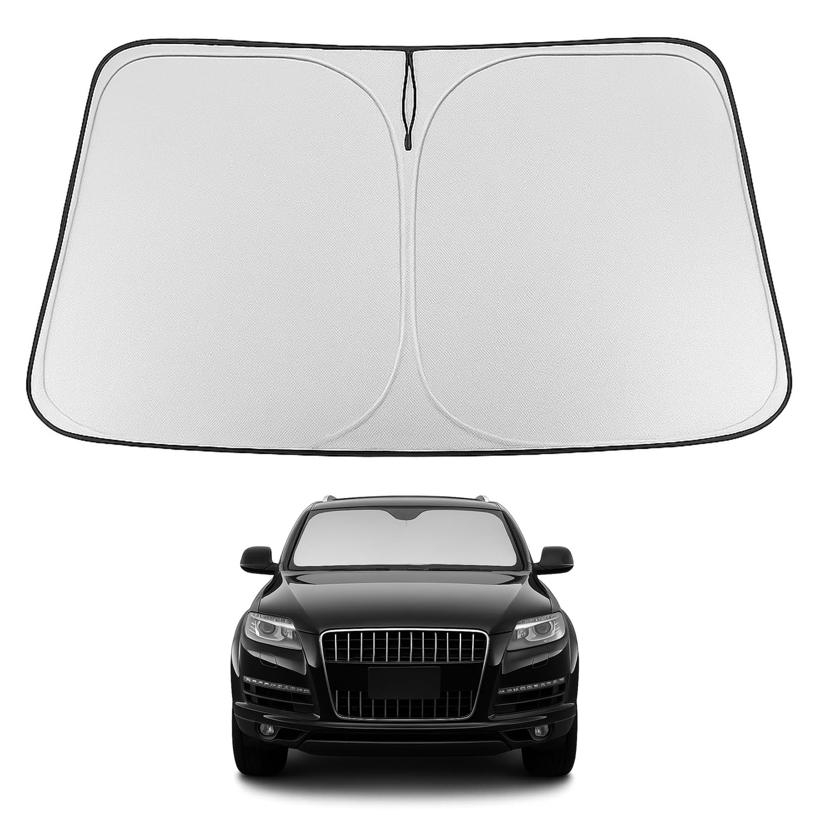 Proadsy 2025 Upgrade Windshield Sun Shade Custom Fit 2007-2015 Audi Q7 Foldable Front Sunshade Protector Sun Visor Blocks Uv Ray