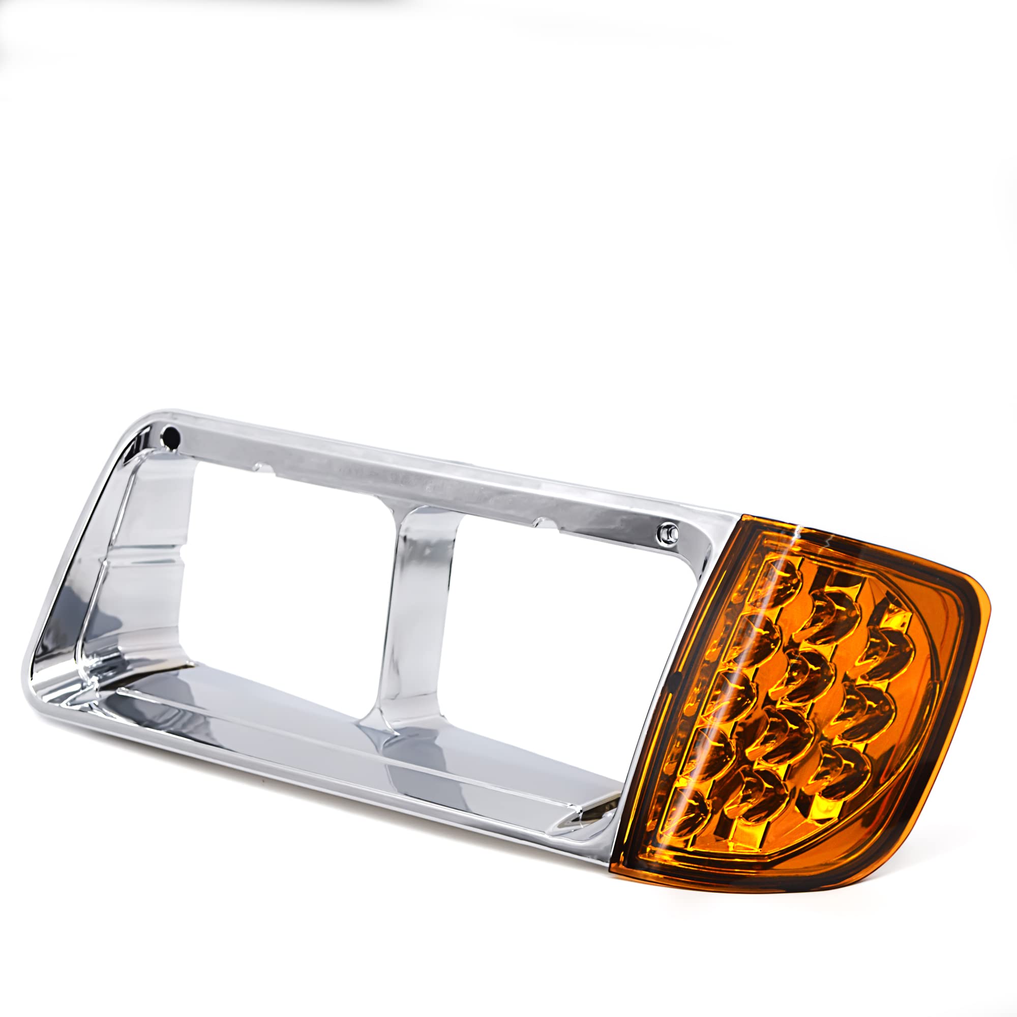 Torque Headlight Bezel Driver Left Side Replacement for 1989-2002 Freightliner FLD semi Trucks with Amber LED Turn Signal Light Assembly DOT SAE Approved 3 Wires LH (TR039-L)