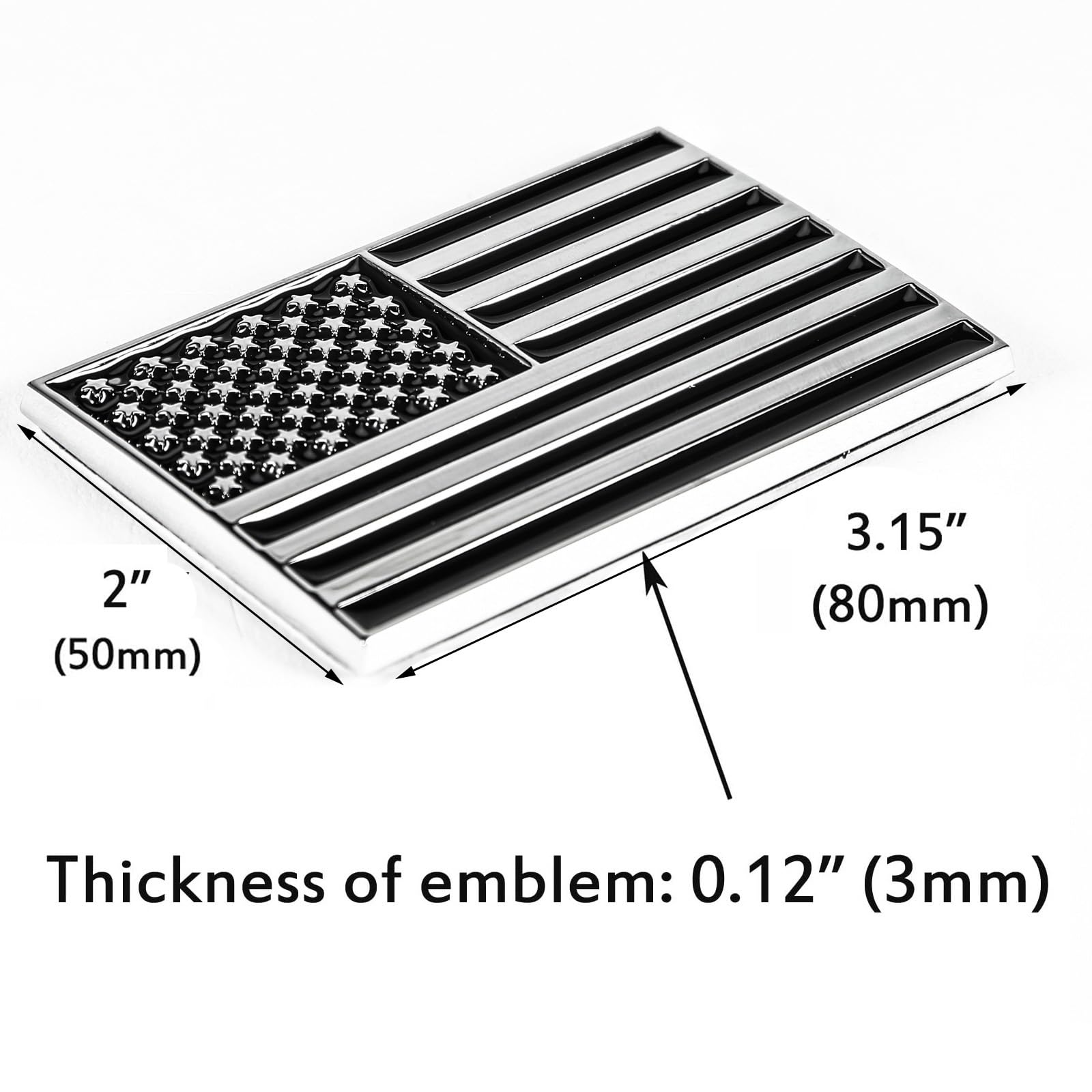 Dsycar 2 Pack Metal Embossed American Flag Emblem Decal Stickers - Aluminum Usa Flag Auto Emblem For Cars Trucks - Gifts 4 American Flag Valve Stem Caps