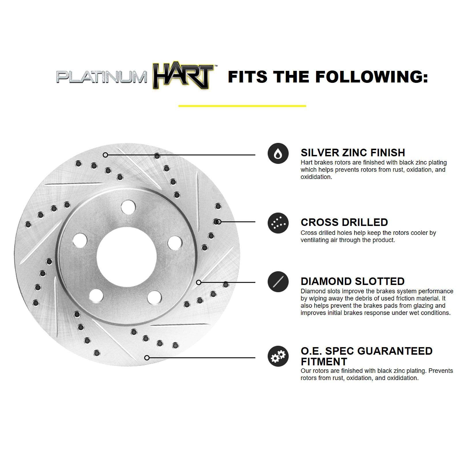 Hart Brakes Front Brakes And Rotors Kit |Front Brake Pads| Brake Rotors And Pads| Ceramic Brake Pads And Rotors |Fits 2006-2014