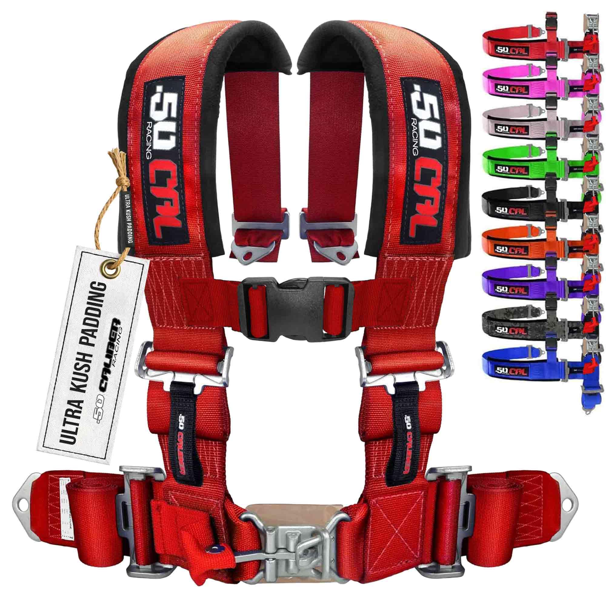 1pc Red 4 Point Harness for Bucket Seat, Latch Release, 9 Color Options, Racing Harness, Race Car, Off Road, UTV, RZR [6008-A5]