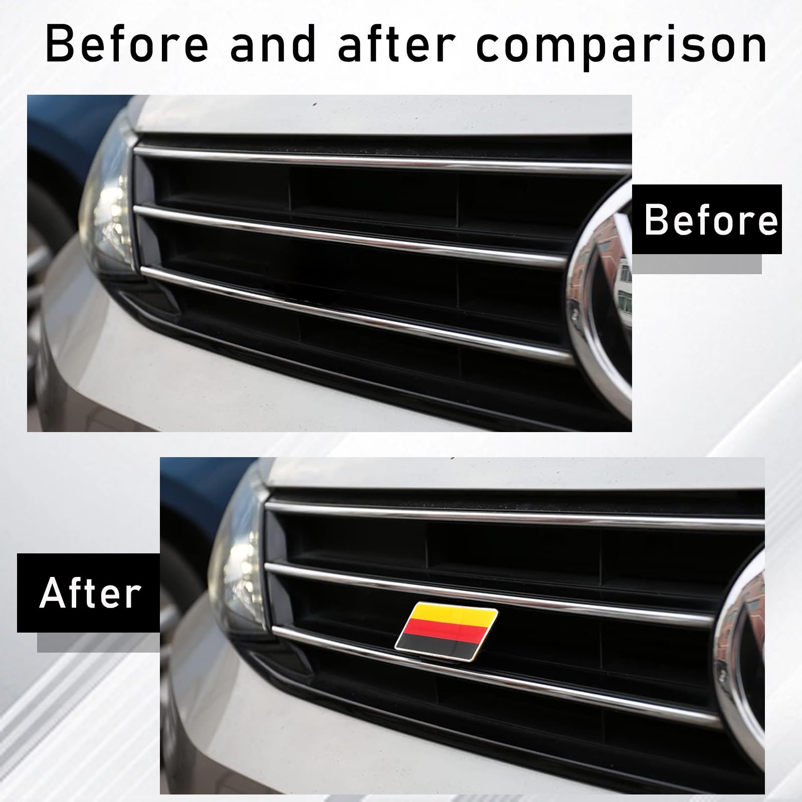 Ziciner 3D Germany Flag Emblem Badge With L Shaped Mounting Bracket, Auto Front Fender Badge Sign Emblem, Car Front Grill Bumper