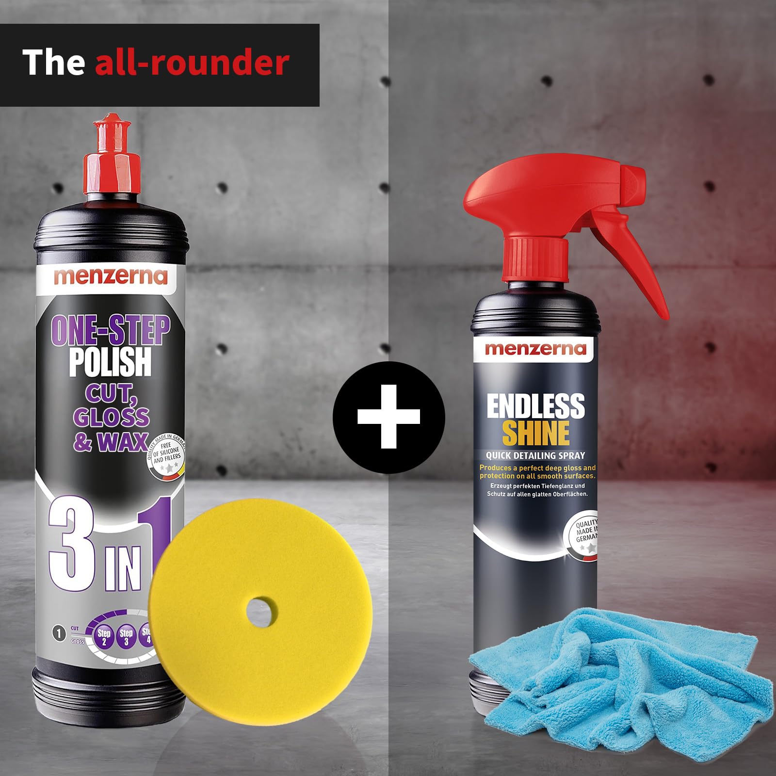 menzerna ''One-Step Polish 3in1'' I Medium Cut Polish with High Gloss Finish & Seal in One I Buffing & Polishing Compound for Ca