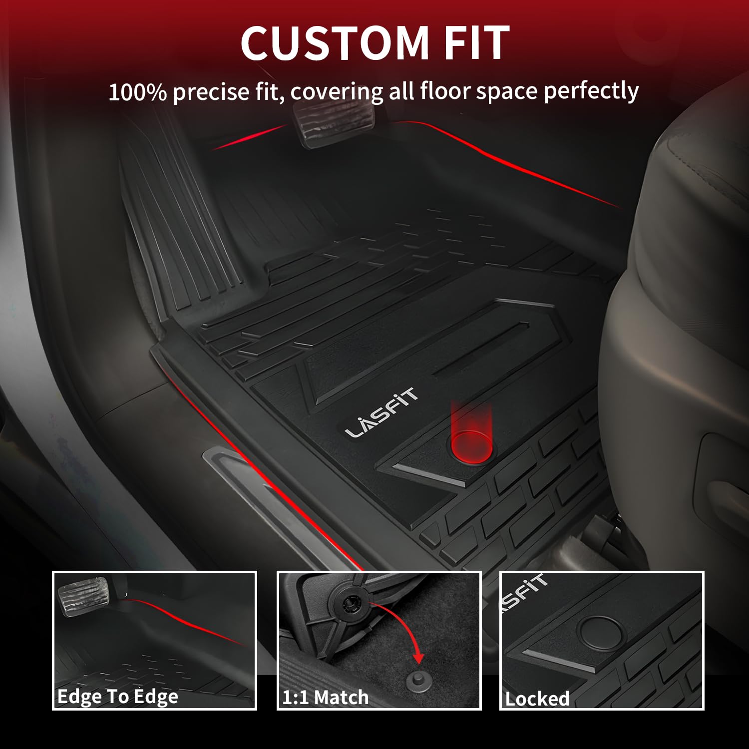 Lasfit Floor Mats For Chevy Silverado/Gmc Sierra 1500 2019-2025, Slv/Sra 2500 Hd 3500 Hd 2020-2025 Crew Cab (Fit With Rear Under