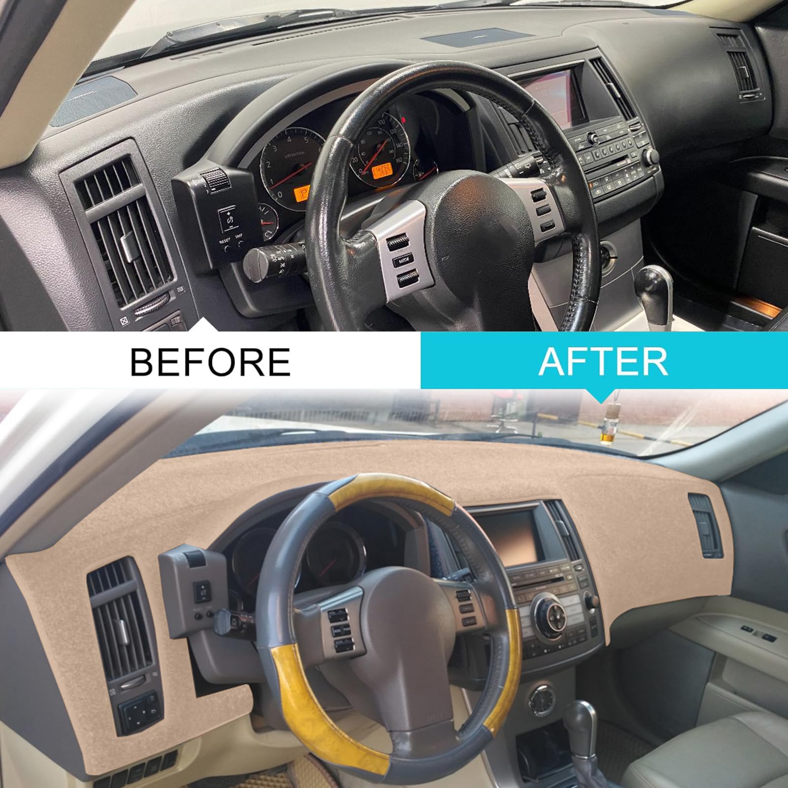 puxhig Dash Cover Custom Fit for Infiniti FX35 FX45 2003 2004 2005 2006 2007 2008,Dashboard Cover Mat Pad (Beige)