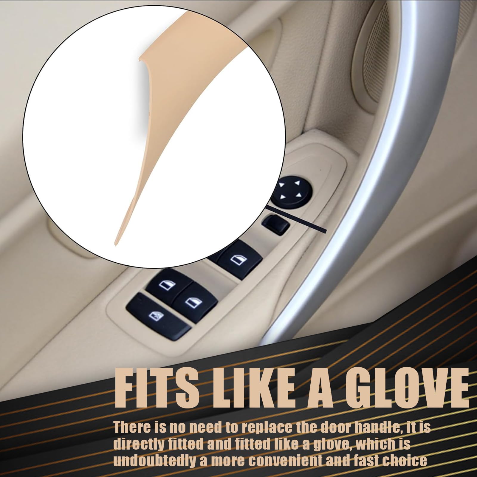WEILEITE Beige Front Interior Door Handle Cover for BMW 320/328/330/335/M3 F30/F31/F34/F80 2012-2018, 418/420/
