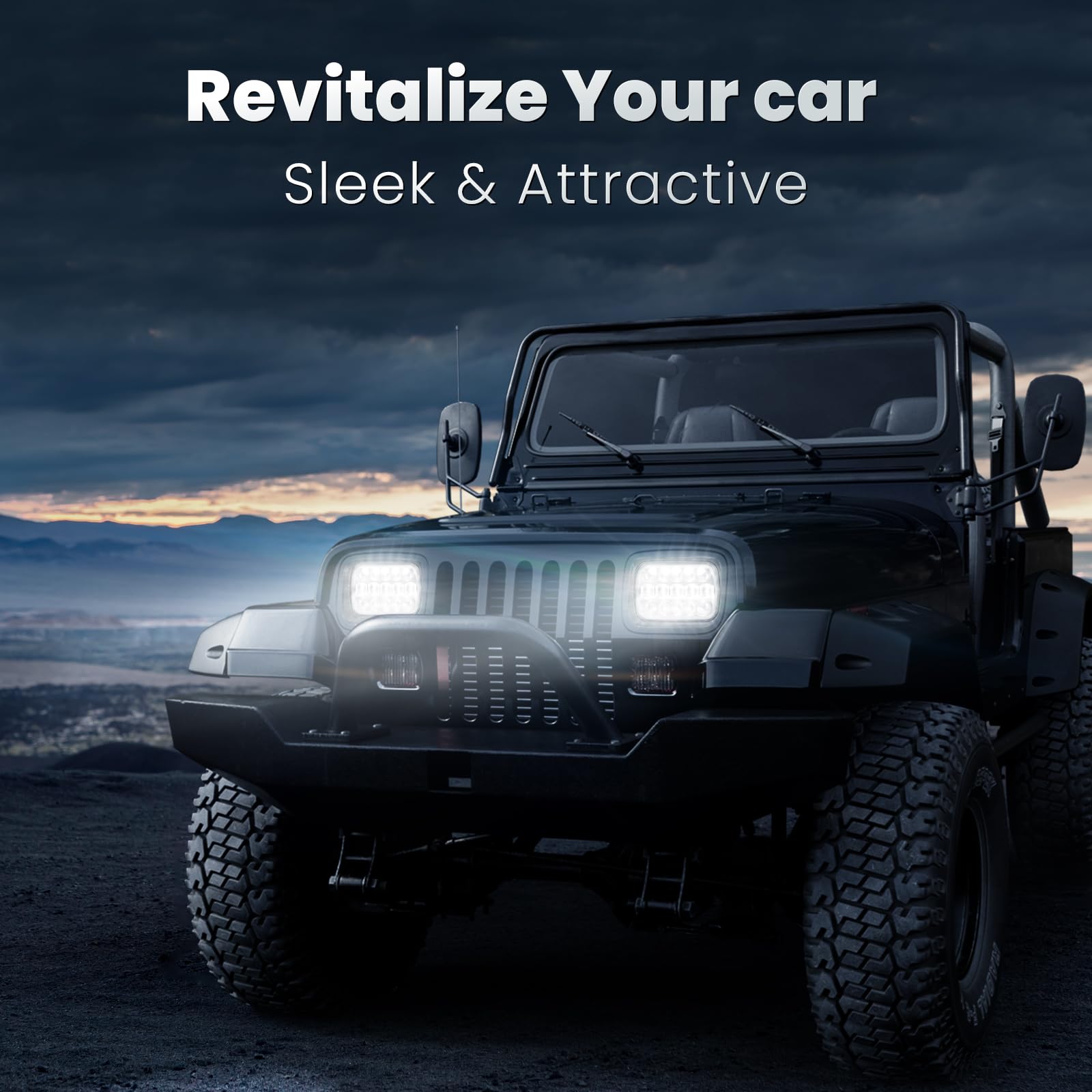 Hwstar 110W 5X7 Led Headlights 7X6 H6054 Headlight Hi/Low Sealed Beam Compatible With Jeep Wrangler Yj Cherokee Xj Ford Gmc Toyo