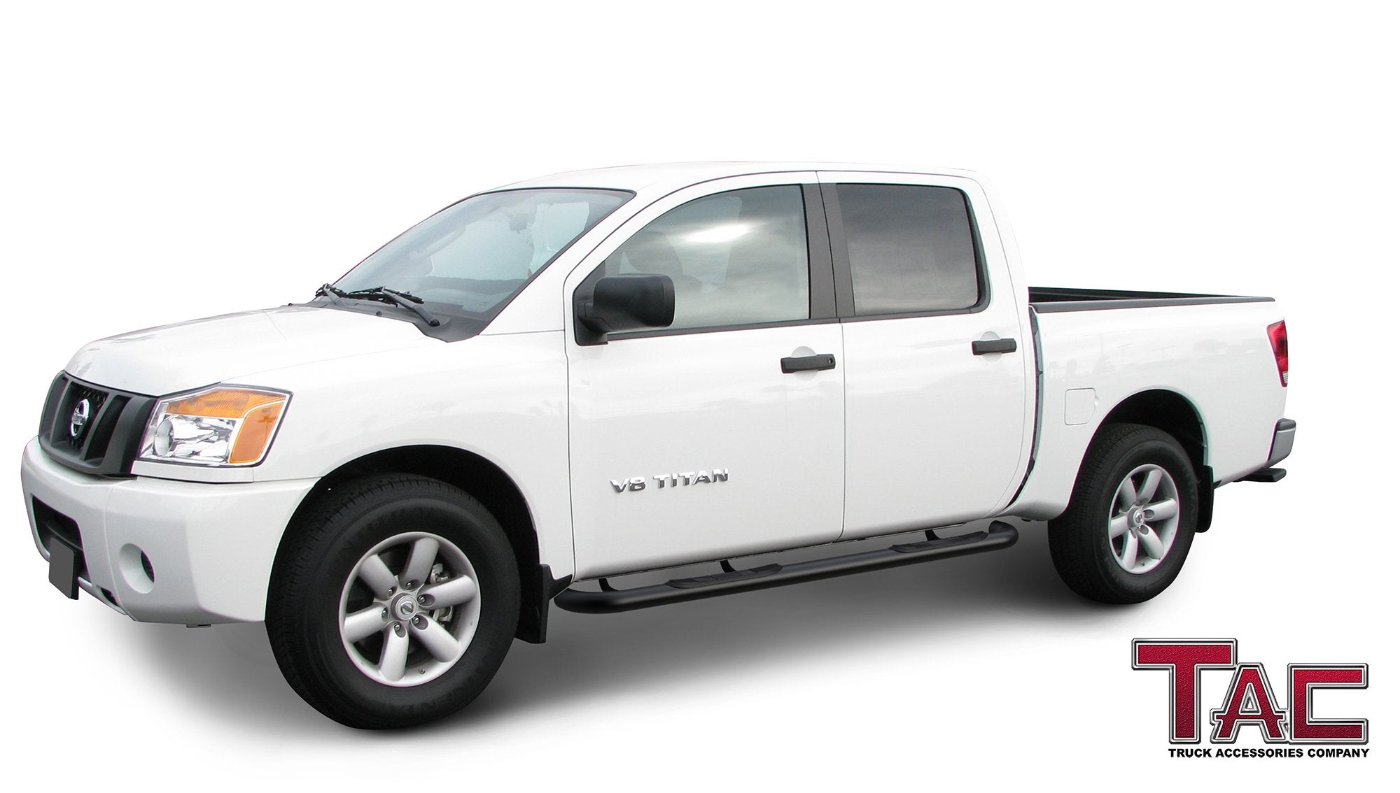 TAC Side Steps Fit 2004-2024 Nissan Titan Crew Cab / 2016-2024 Nissan Titan XD Crew Cab Truck Pickup 3'' Black Side Bars Nerf Ba