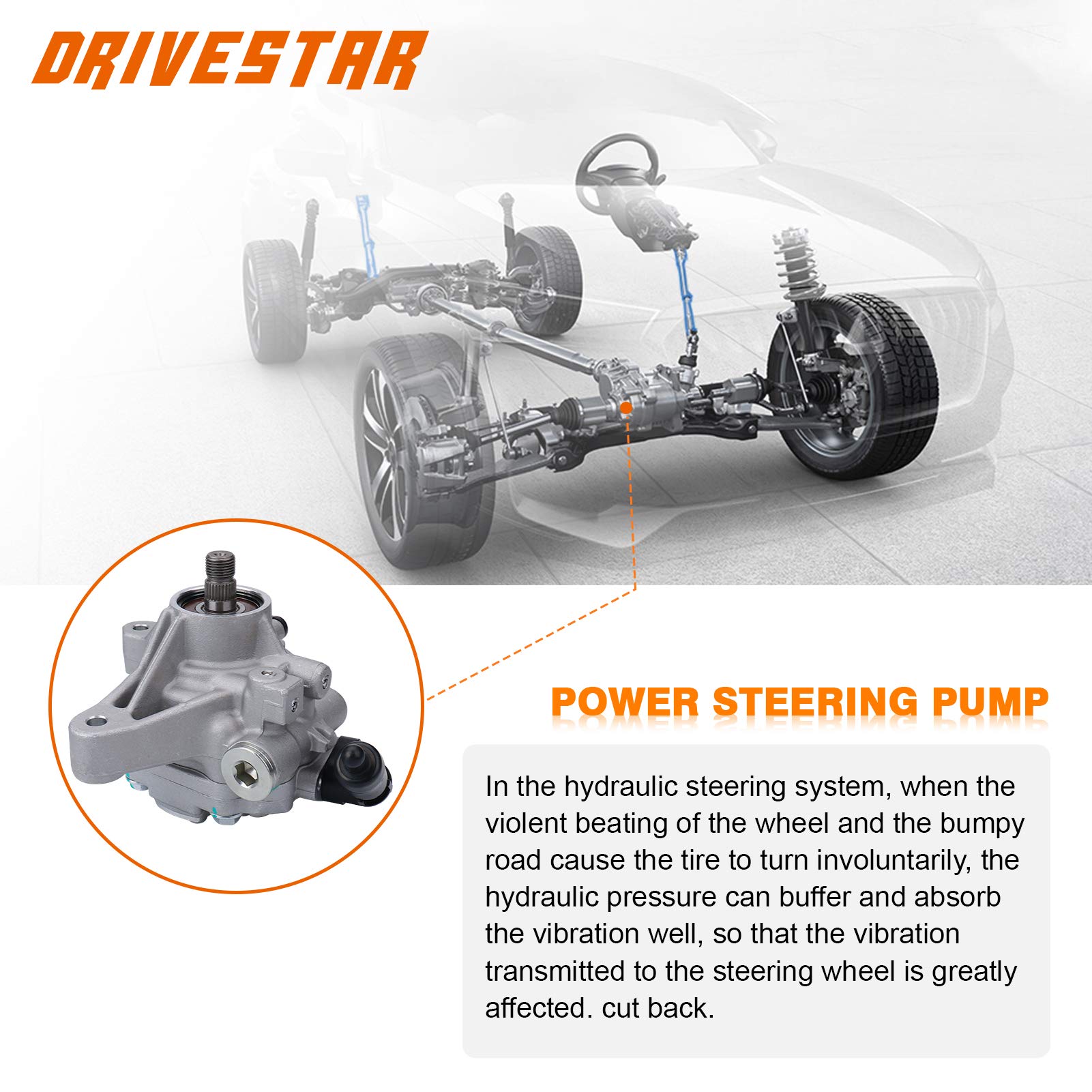 Drivestar 21-5419 Power Steering Pump For 2002-2006 Acura Rsx 2.0, 2006-2008 Acura Tsx 2.4, 2006-2007 Honda Accord 2.4, 2002-2011 Honda Cr-V 2.4, 2006-2011 Honda Element 2.4, Oe-Quality New Pump