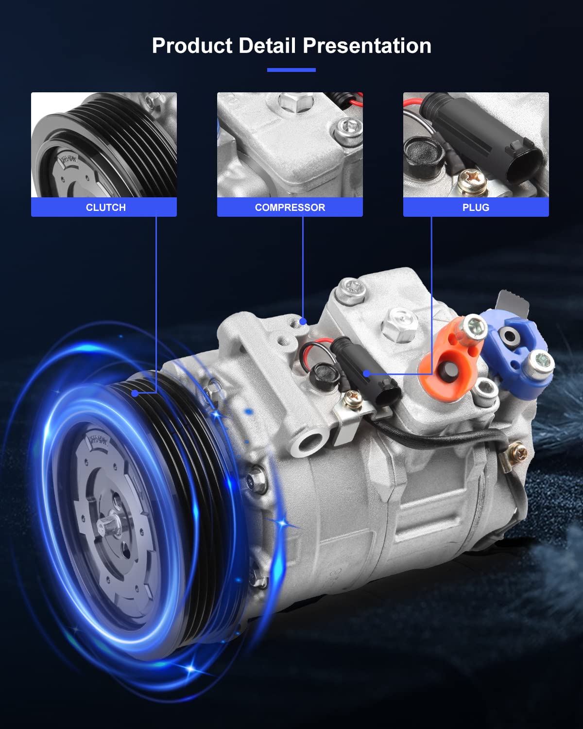 Eccpp A/C Compressor With Clutch 2001-2011 For Mercedes-Benz C230 C240 C250 C280 C300 Cl500 Clk320