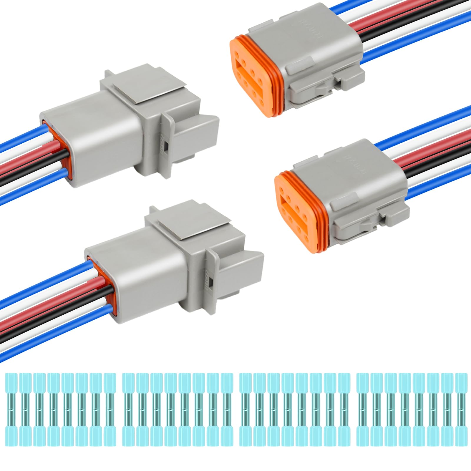 2 Kit Deutsch DT 8 pin Grey Male Female Wiring Harness Deutsch Pigtail 8 Wire Way Waterproof Automotive Electrical Connector 16 