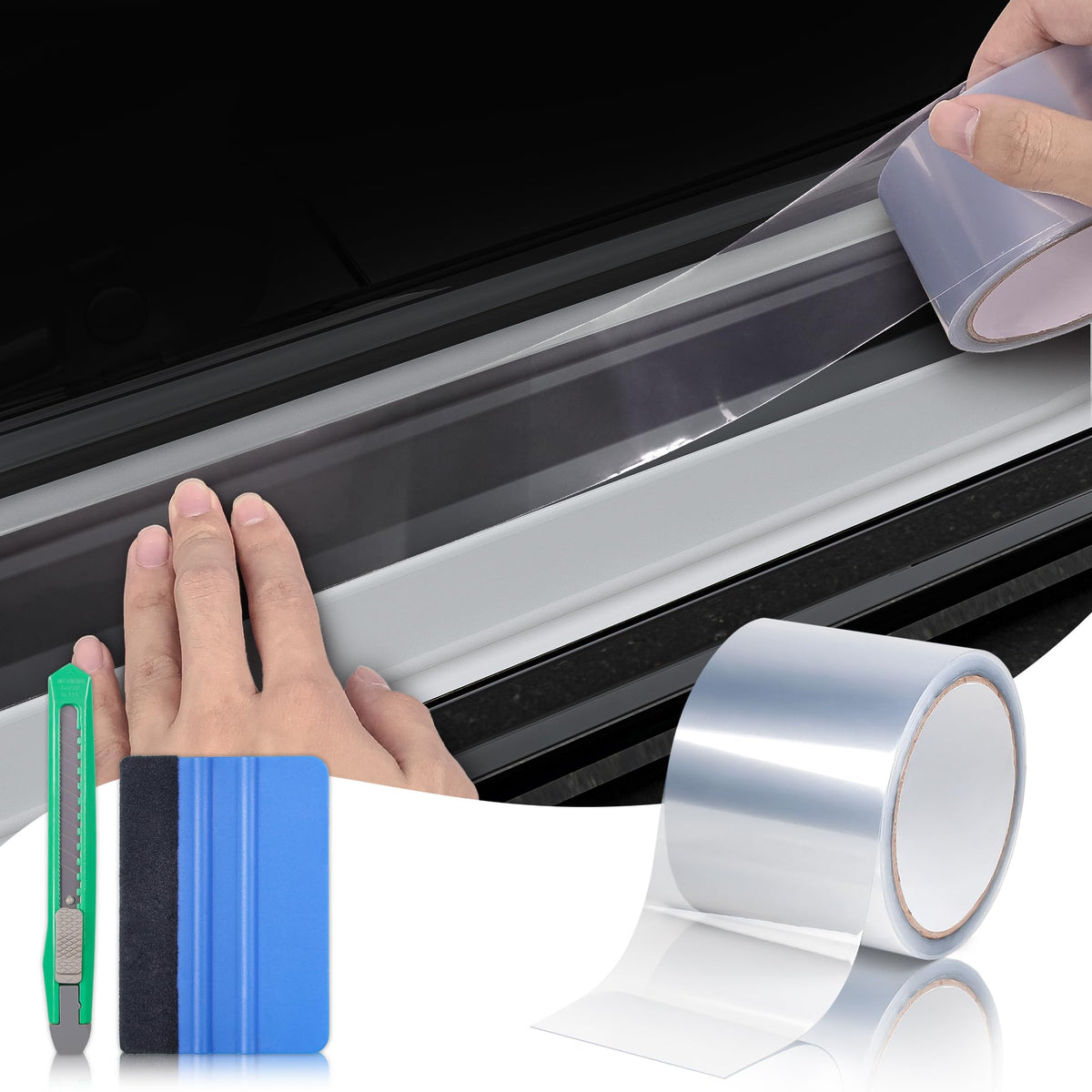 Lypumso Clear Vinyl Wrap Tape, Universal Car Door Edge Guard Door Sill Protector, Transparent Paint Protection Film for Most Car