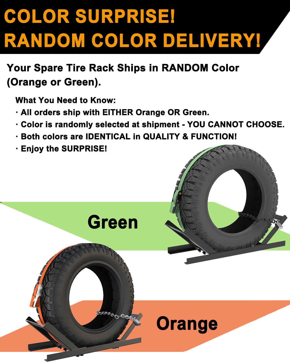 Autoholic Semi Truck Spare Tire Rack Spare Tire Holder Spare Tire Carrier V2.0 Base Reinforcement Orange or Green