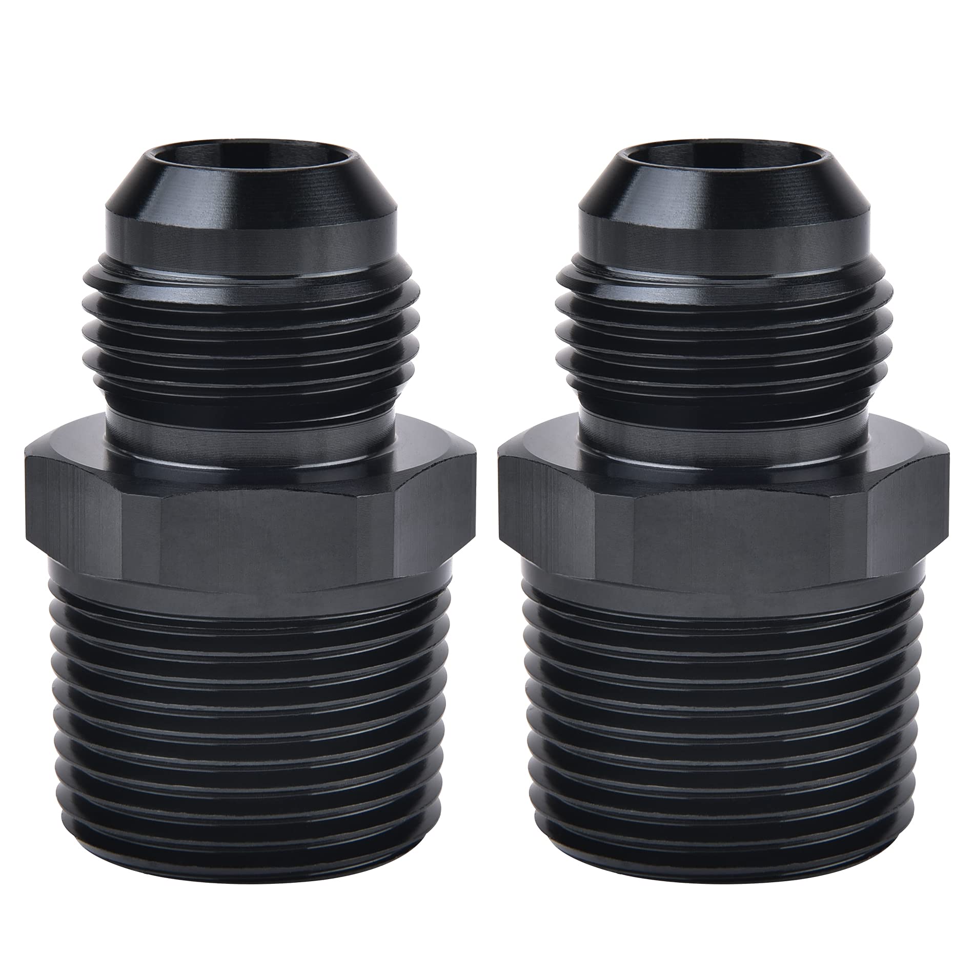 Evil Energy 10An Male Flare To 3/4'' Npt Pipe Fitting Adapter Aluminum Straight Black 2Pcs