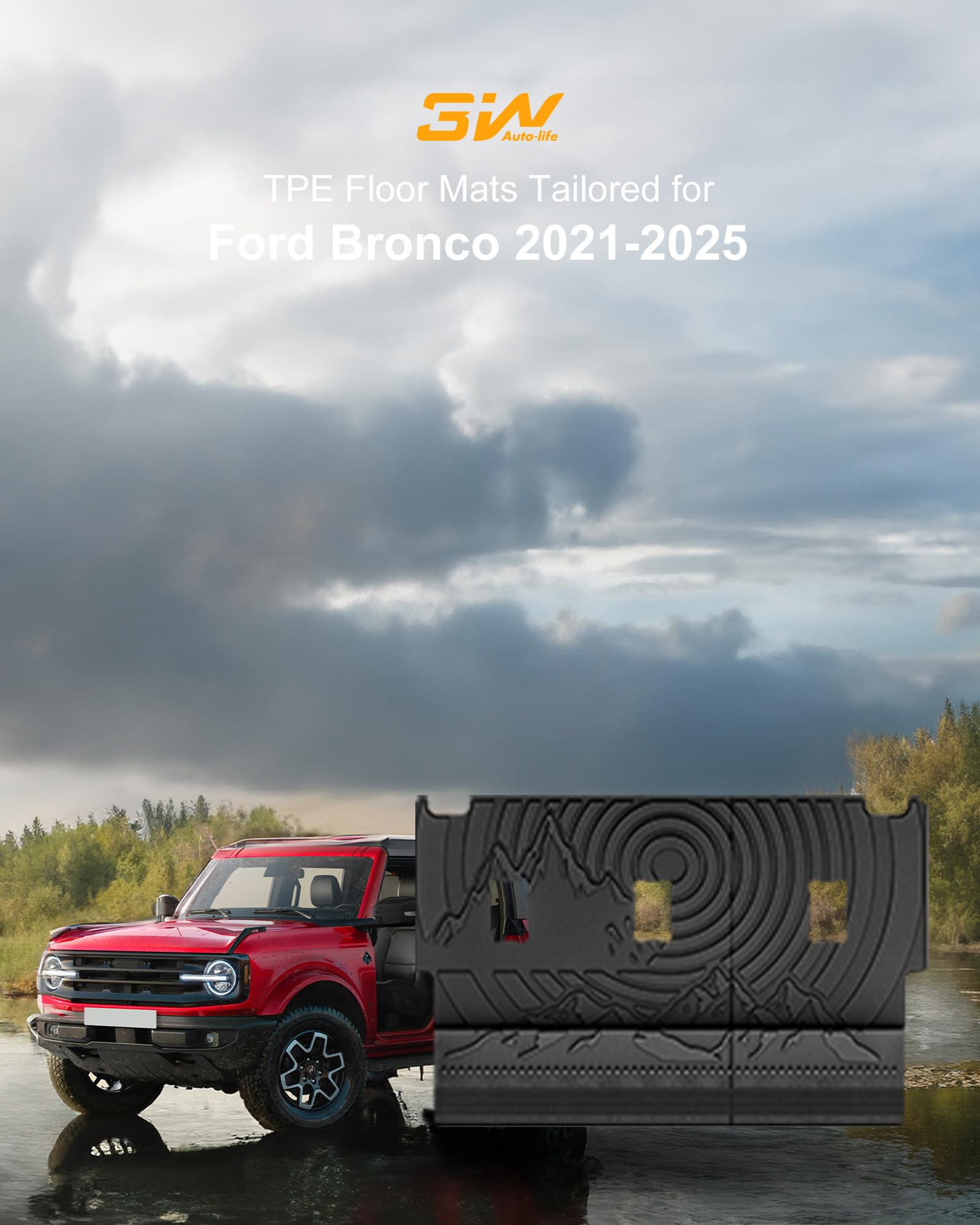 3W Ford Bronco Back Seat Cover Custom Fit For 2021 2022 2023 2024 2025 Bronco 4 Door All Weather Fit For Floor Liner Backrest Ma