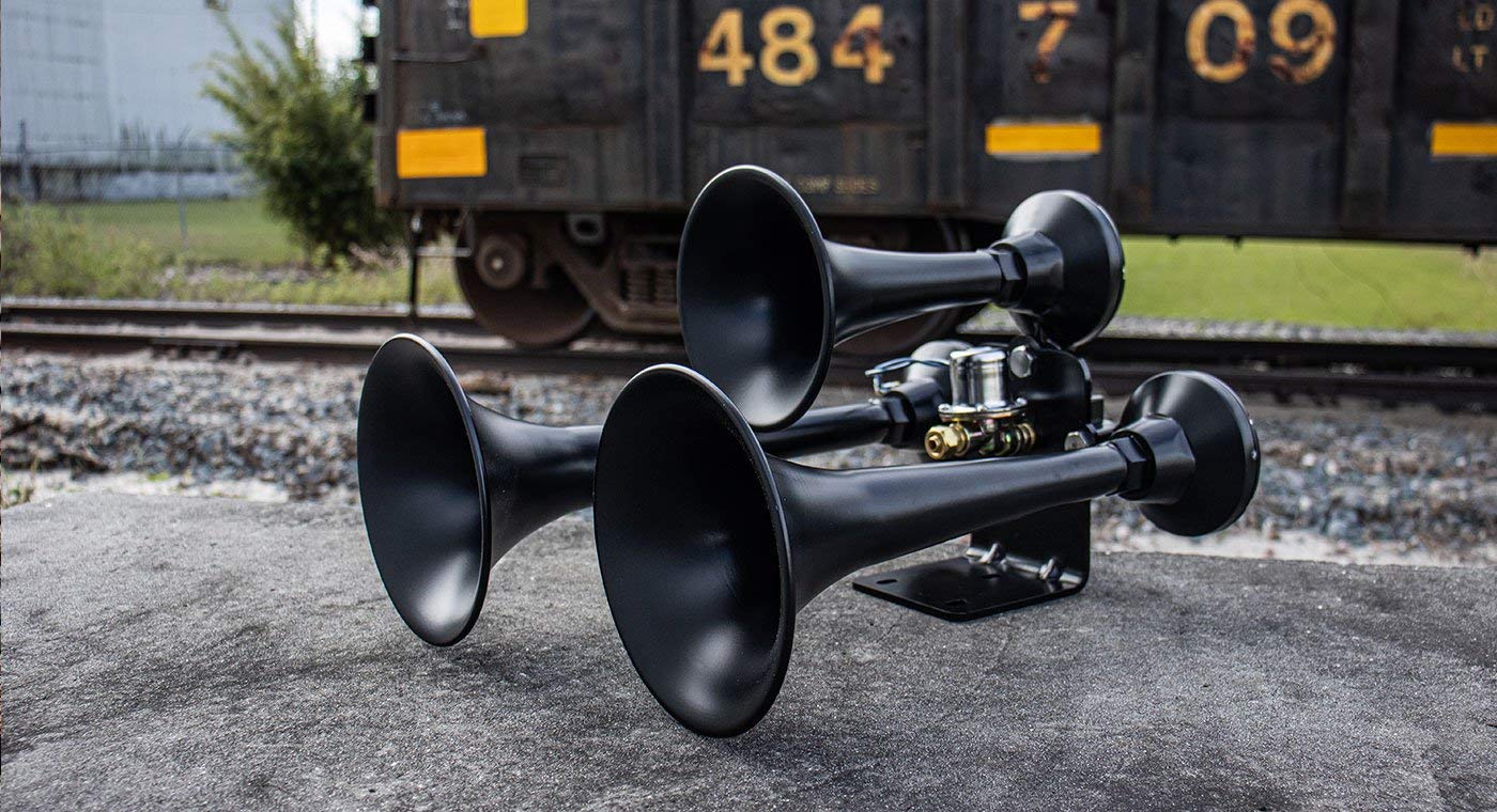 Hornblasters Outlaw Black 12/24 Volt Train Horn Only - 3 Trumpets - Big Sound