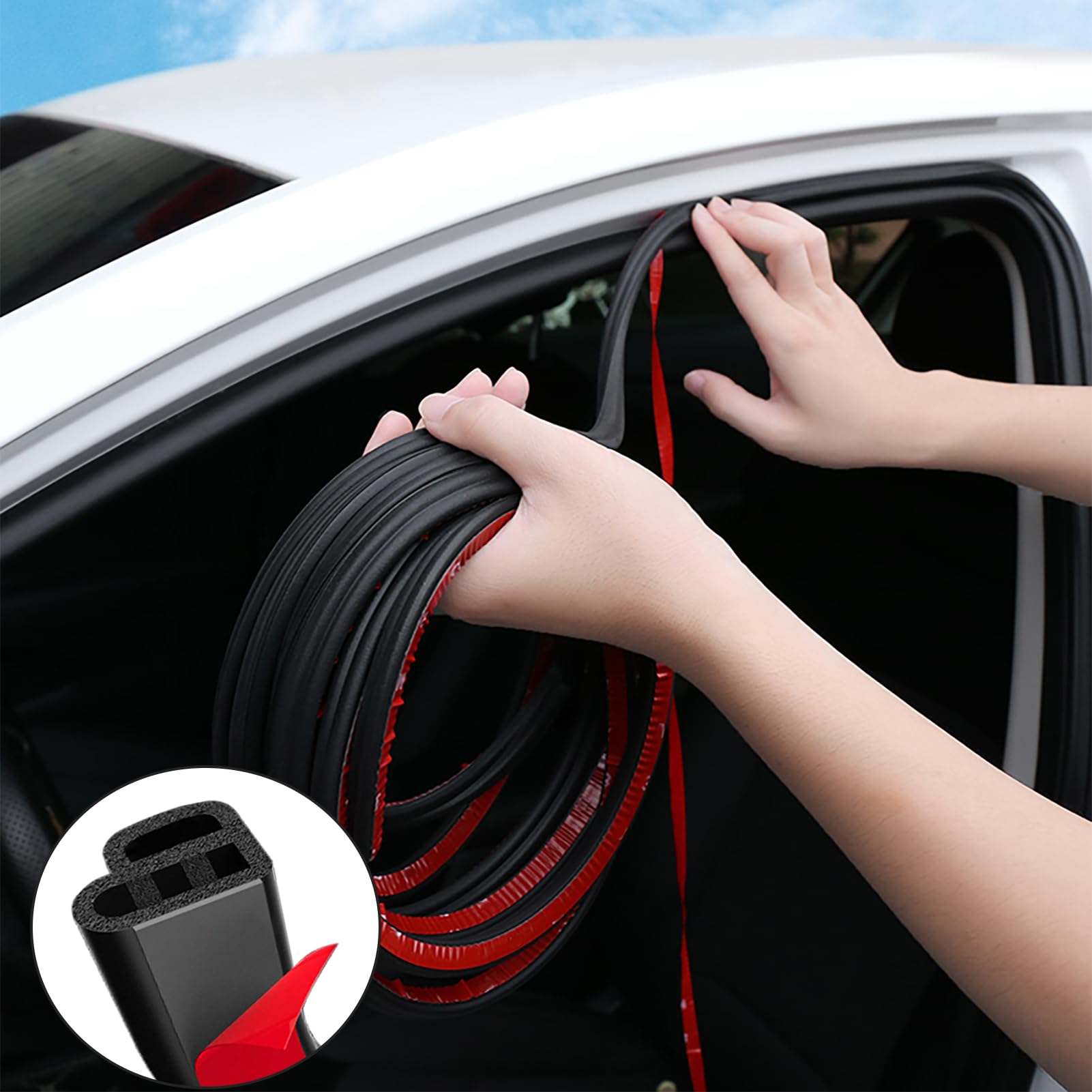 DOTAATDW Car Door Seal Strip 52.49Ft Car Weather Stripping Double Layer L Shape Self Adhesive Auto Door Soundproofing Weatherstr