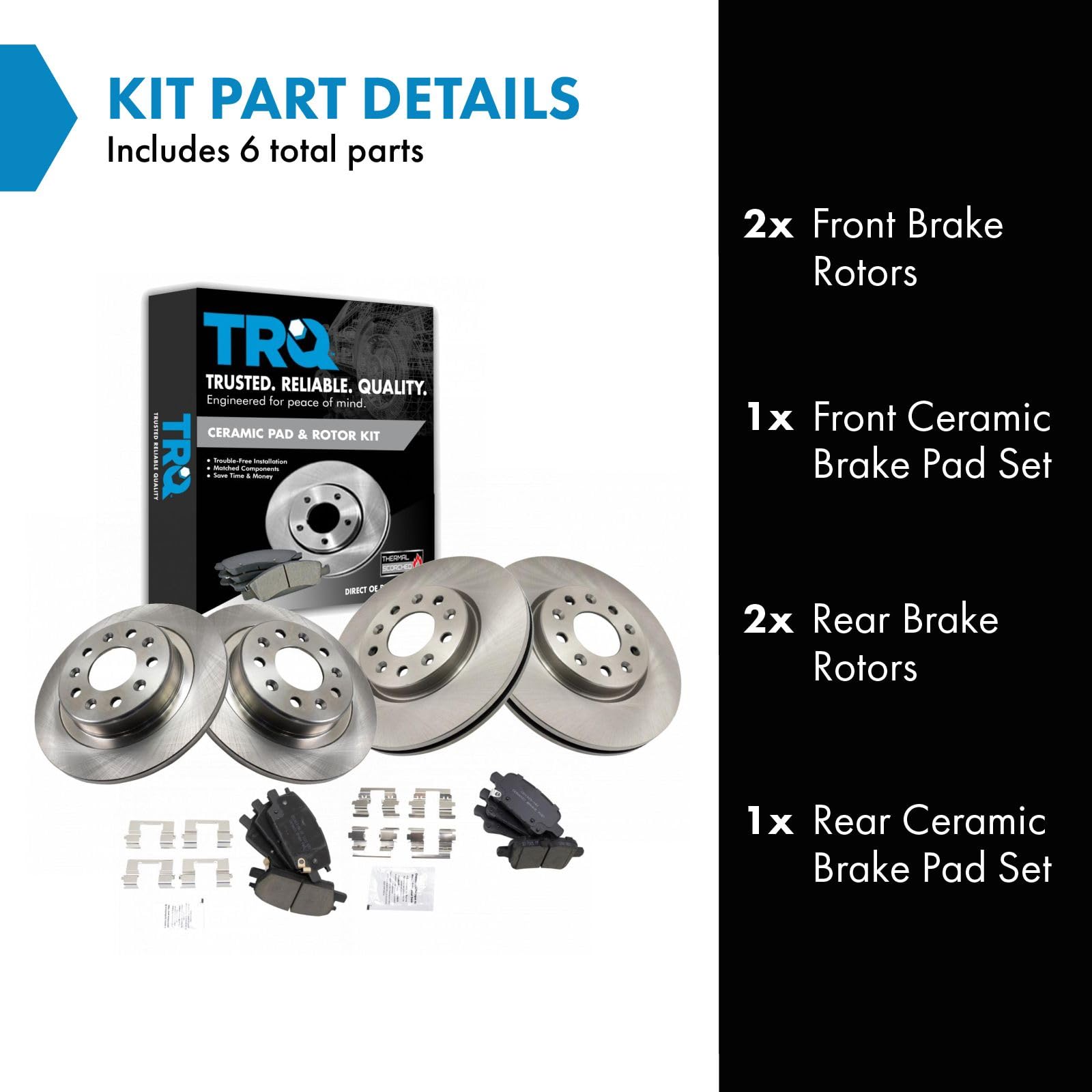 Trq Front & Rear Posi Ceramic Disc Brake Pads & Rotors Kit For Lacrosse Malibu