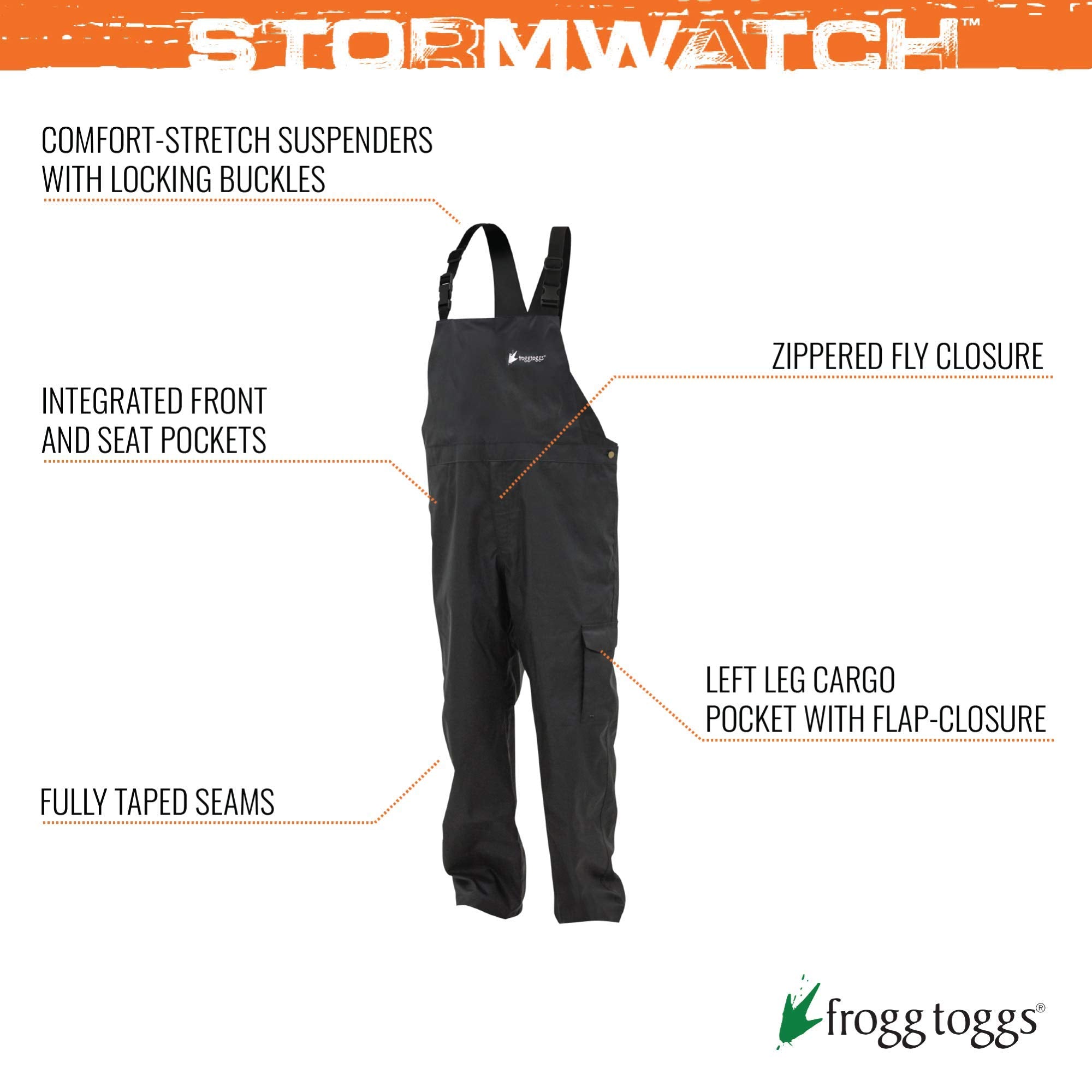 Frogg Toggs Men'S Stormwatch Waterproof Fishing Bib