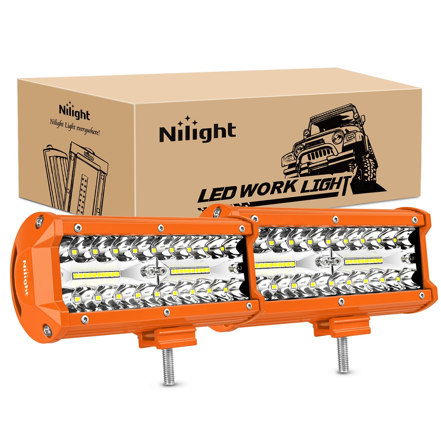 Nilight Led Light Bar 2Pc 6.5Inch 120W Flood Spot Combo Triple Row Driving Lamp Roof Bumper Off Road Work Lights For Van Camper