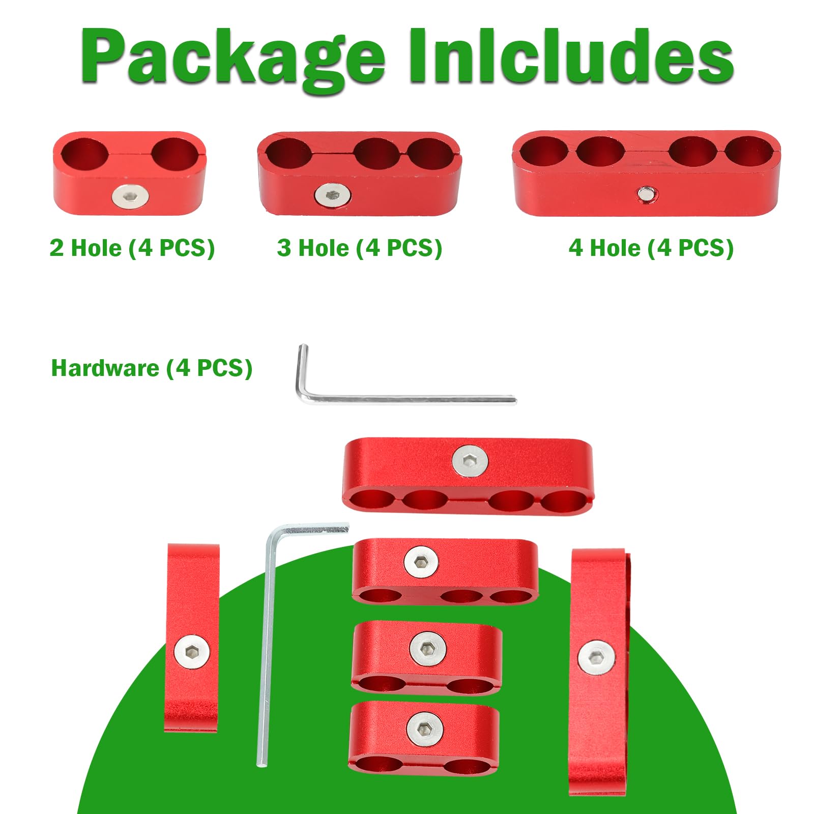 Easyberg Spark Plug Wire Separators Aluminum Kit, 7Mm 8Mm 9.5Mm Engine Spark Plug Wire Separator Divider For Looms Sbc 350(Red)