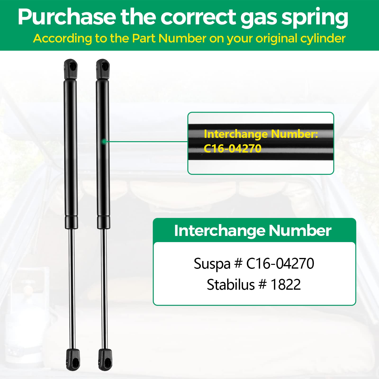 C16-04270 17 Inch 45Lb/200N Gas Struts Shocks Spring Lift Support For Leer Camper Shell Topper Rear Windows Door Truck Cap Toolb