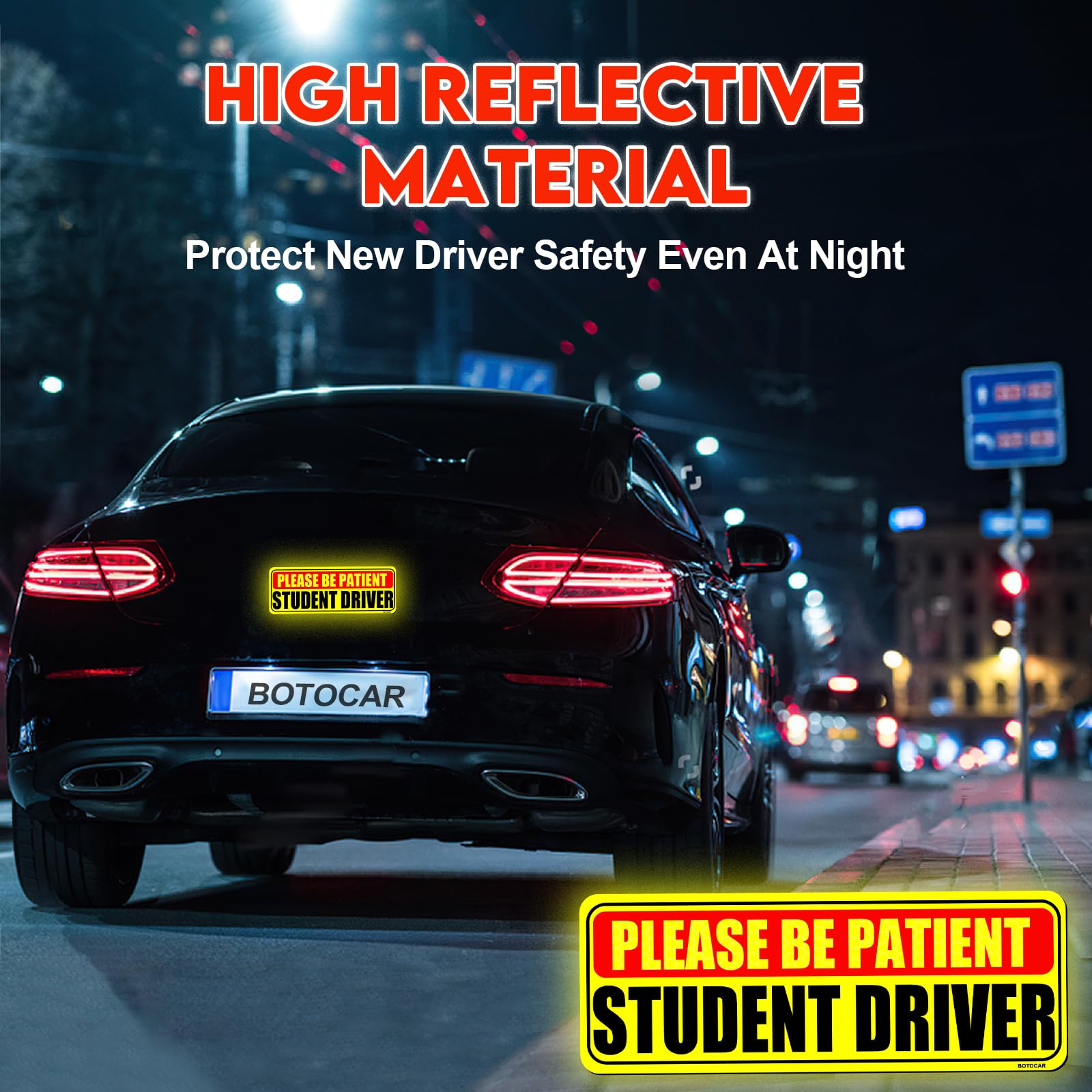 Botocar Student Driver Sticker Magnet For Car 3 Pack, Please Be Patient Student Driver Magnet, Magnetic New Drivers Vehicle Safe