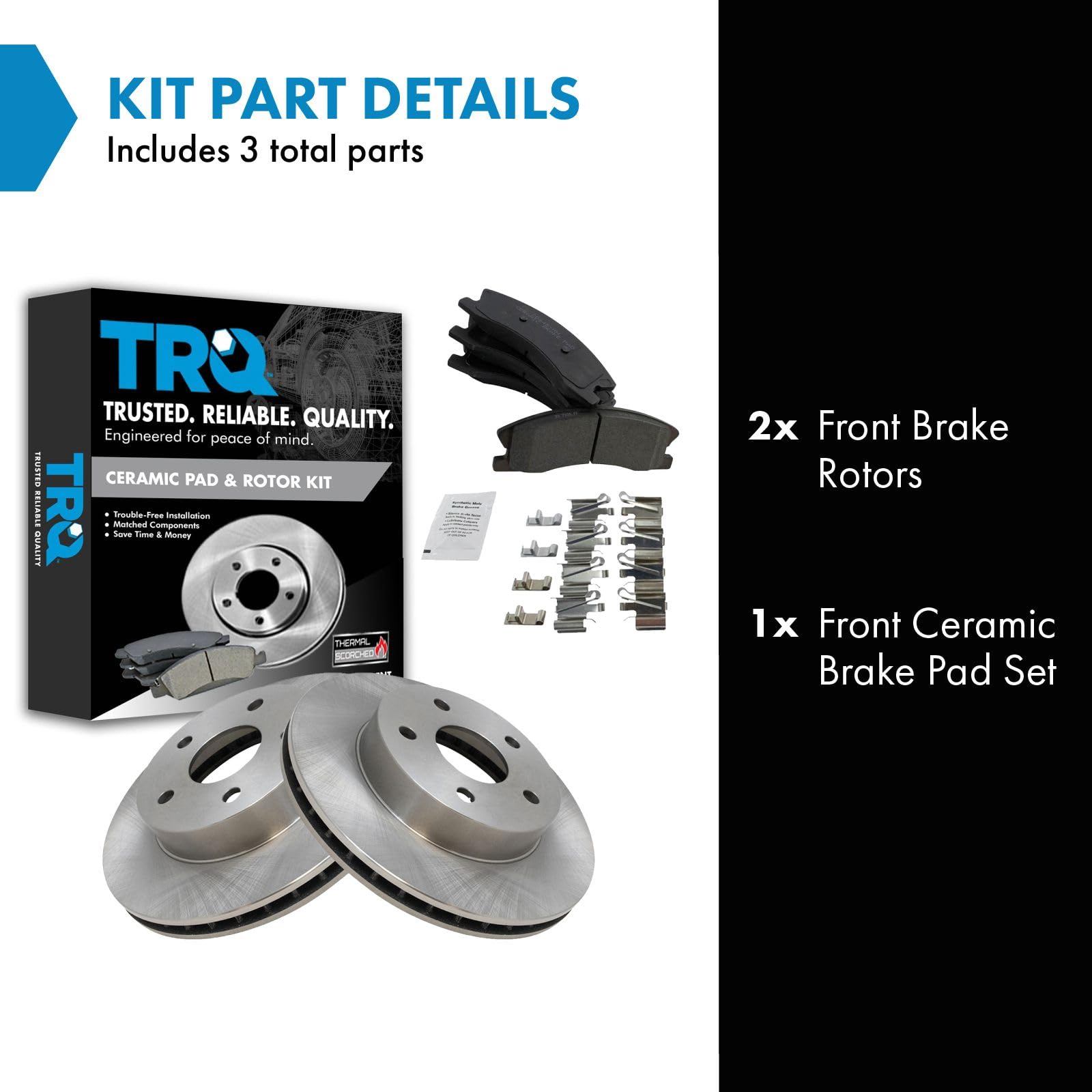 Trq Front Brake Pad & Rotor Kit Brake Pads Brake Rotor Ceramic Compatible With 1999-2004 Jeep Grand Cherokee