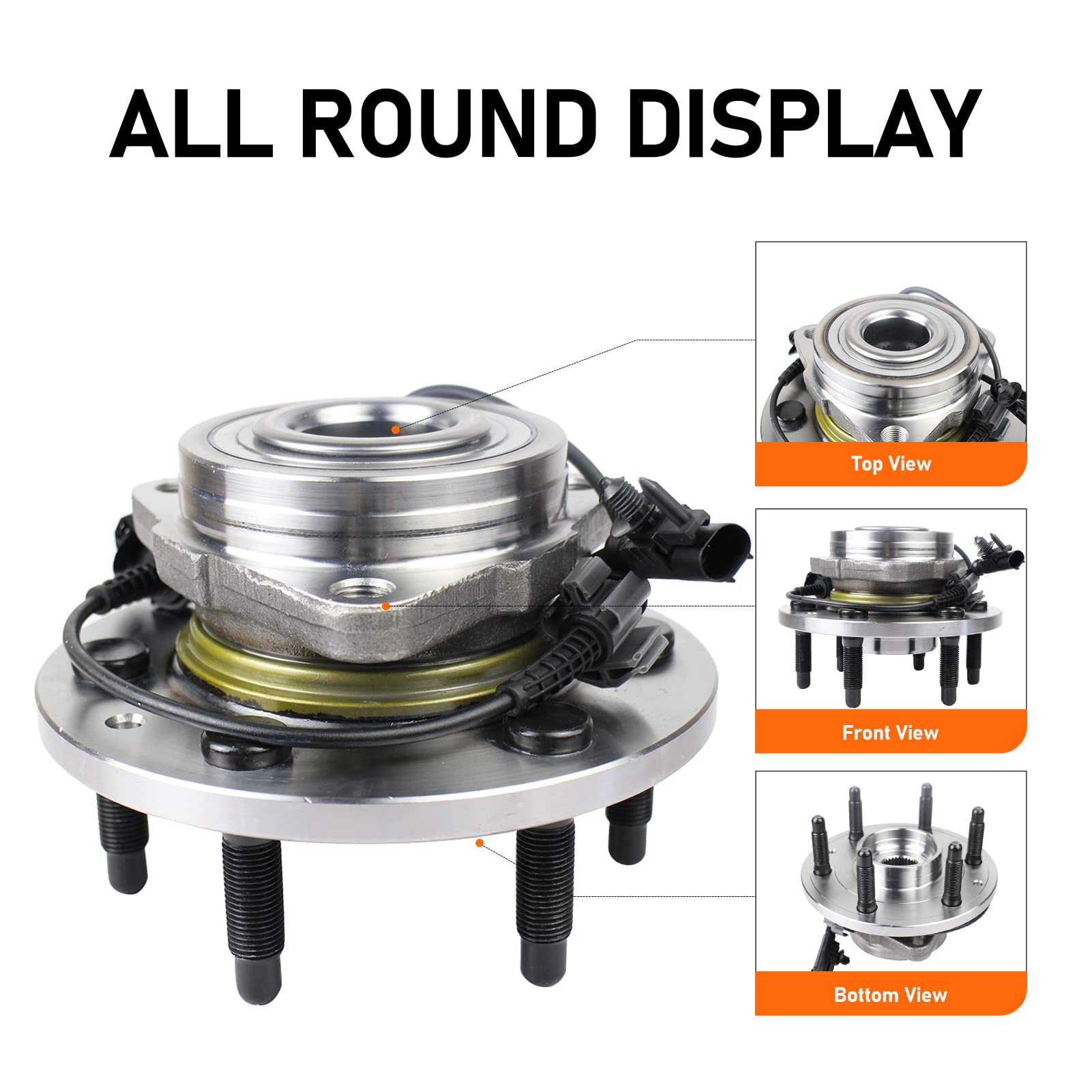 MACEL 515096 Front Wheel Hub Bearing Assembly Compatible with Chevy Tahoe, Silverado 1500, Suburban 1500, Avalanche, Cadillac Es