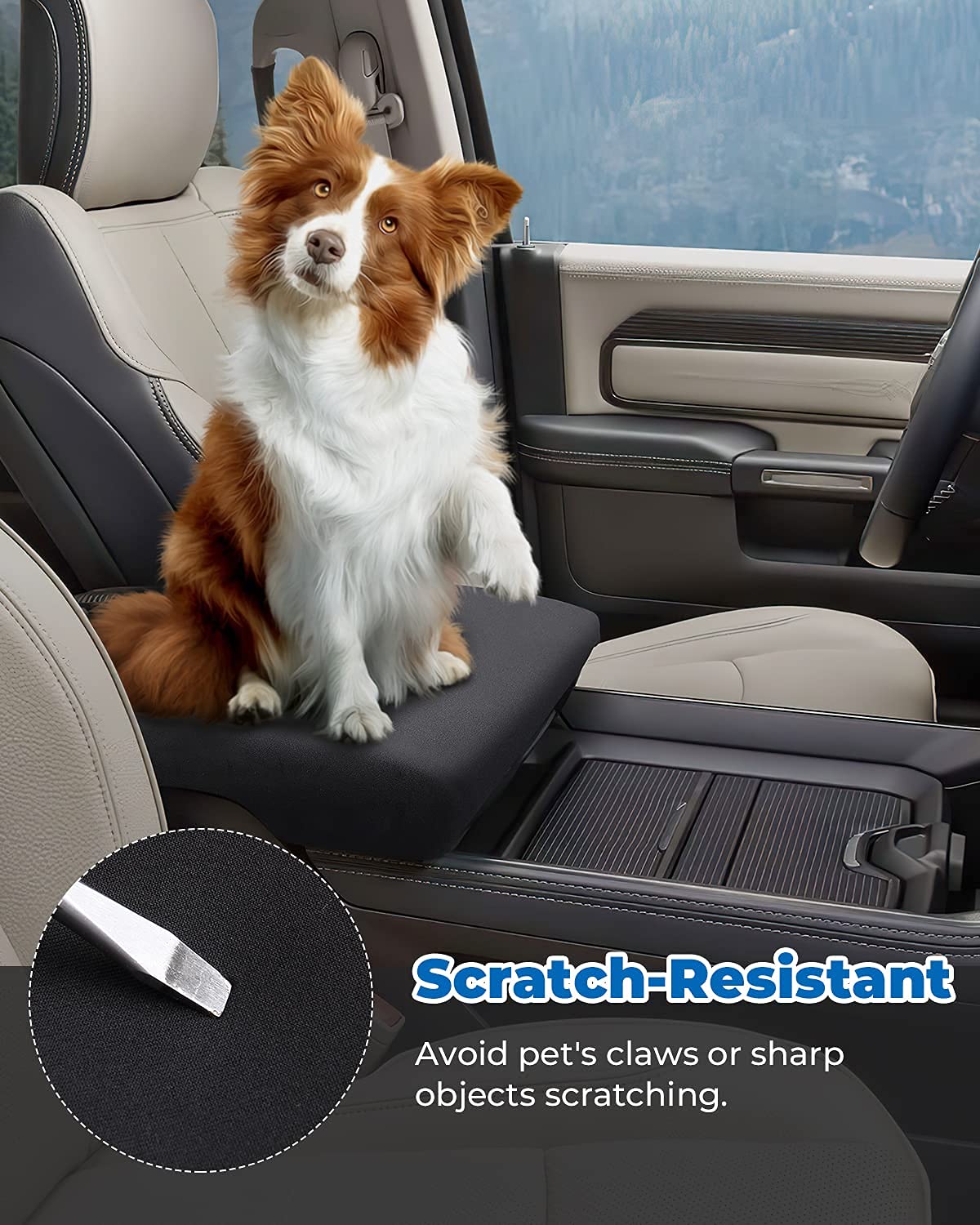 Issyauto Center Console Cover Compatible With 2013-2024 Ram 1500 2500 3500 Console Armrest Cover Protector