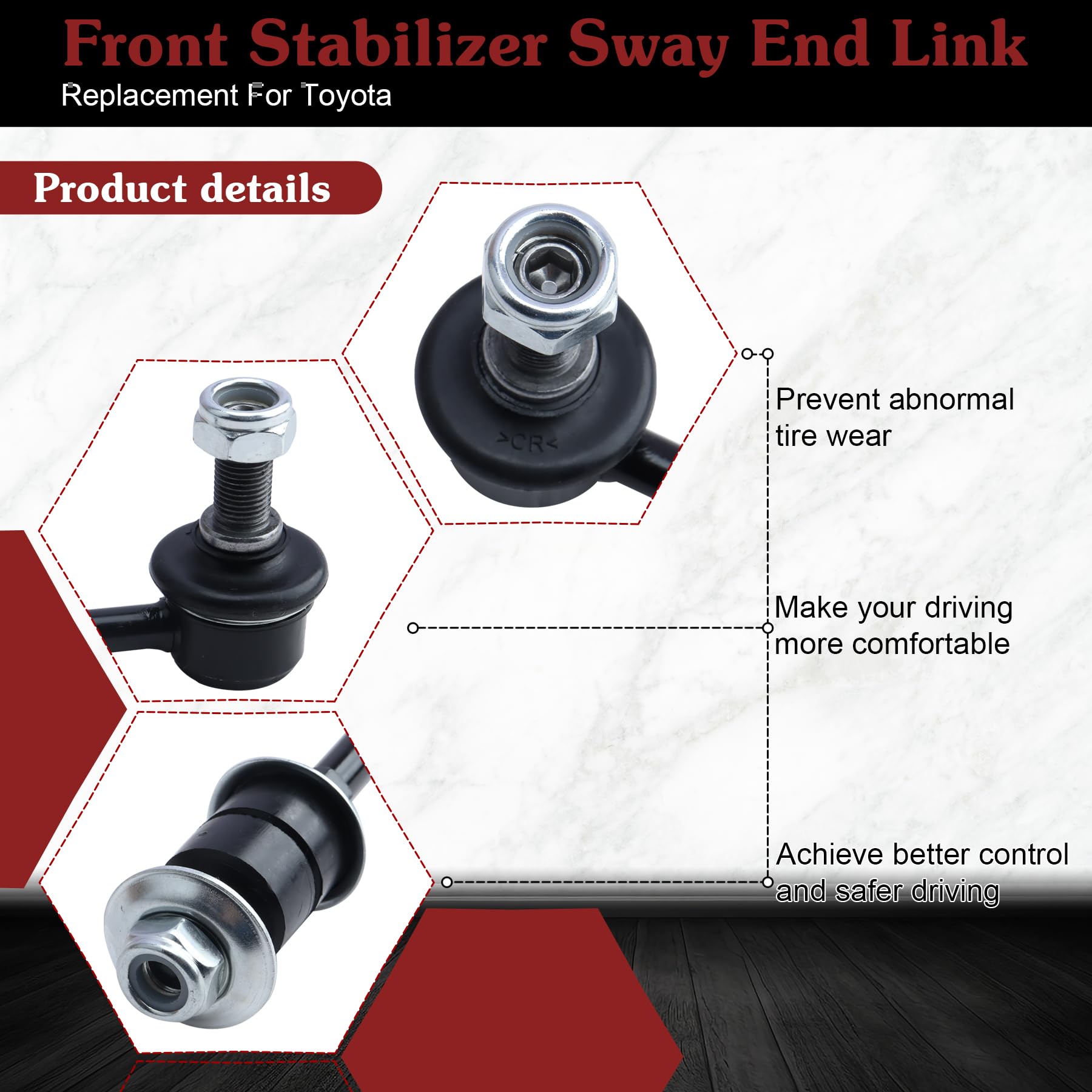 Stiueoav K90681 Sway Bar Link - Front Stabilizer End Link Compatible With 1996-2002 Toyota 4Runner?2005-2015 Toyota Tacoma?2000-