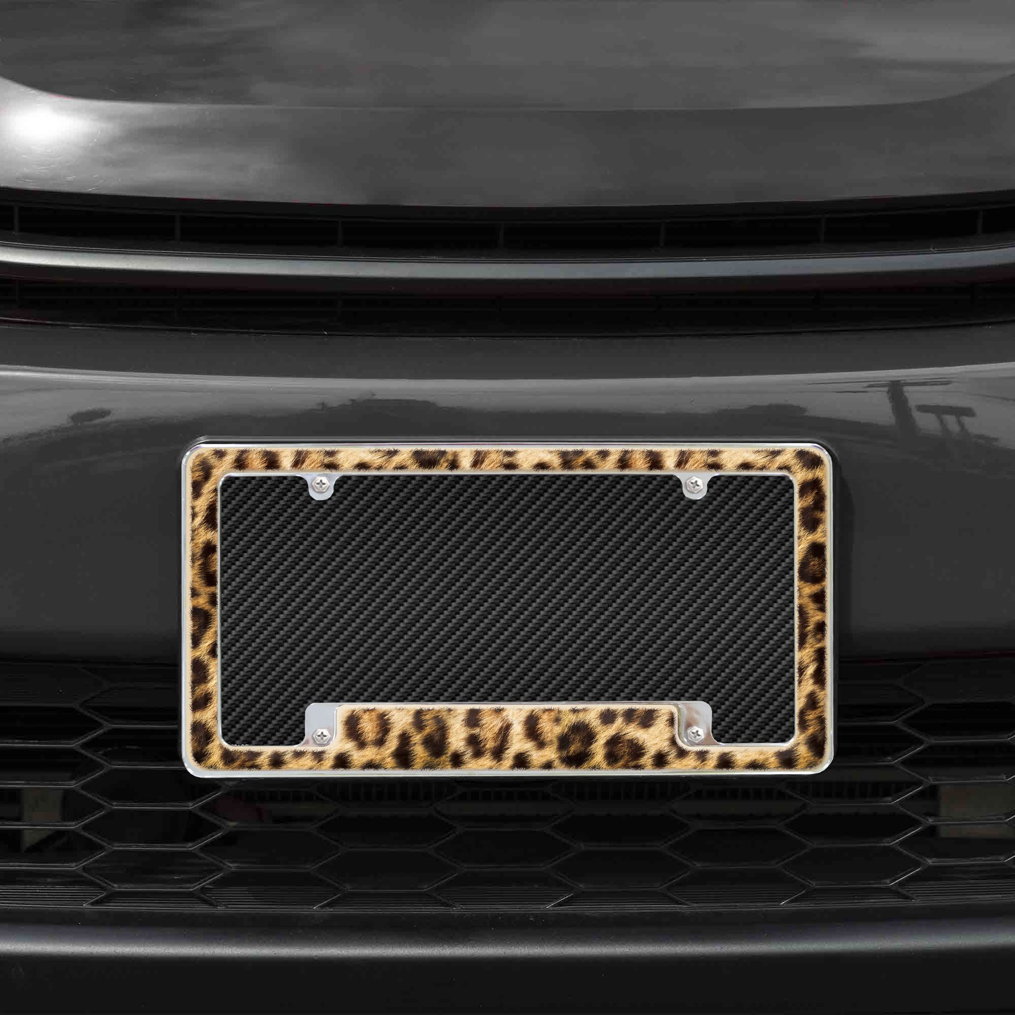 Rico Industries Leopard All Over Automotive License Plate Frame for Car/Truck/SUV (12 x 6)