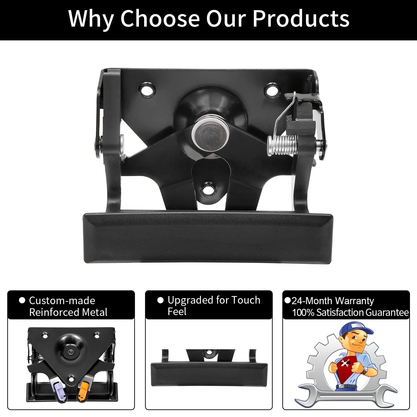 Tailgate Handle Set, Compatible With 1988-2002 Chevy C1500 C2500 C3500 K1500 K2500 K3500, Gmc C/K 1500 2500 3500 Pickup Truck, Metal Latch, Rear Tail Gate Door Handle Replacement, Replace# 77077