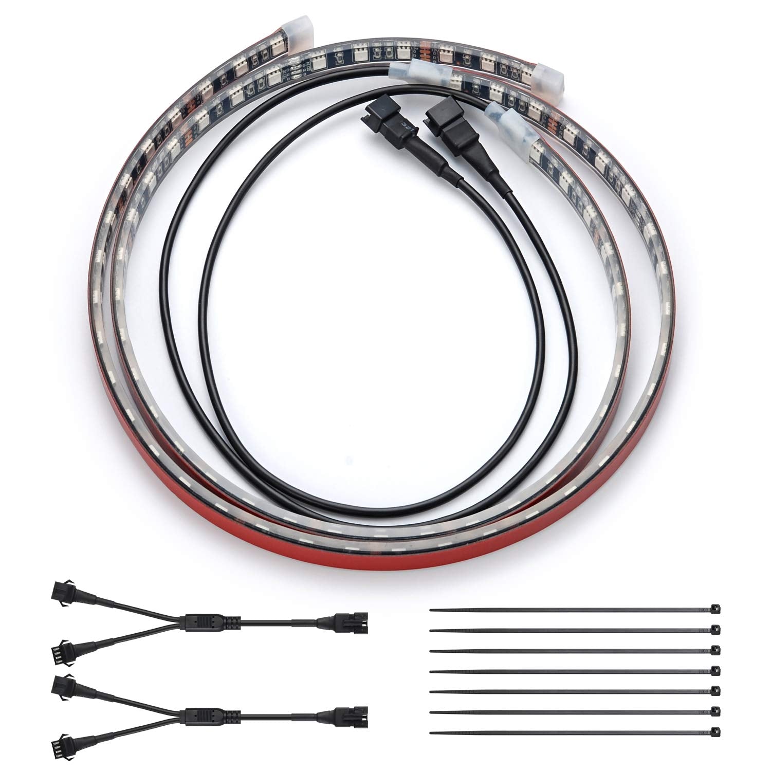 DITRIO 2pcs 2-Feet Underglow RGB Neon LED Light Strips DC 12V for Motorcycles Trikes Trailers Golf Carts ATVs UTVs, SPT-24IN