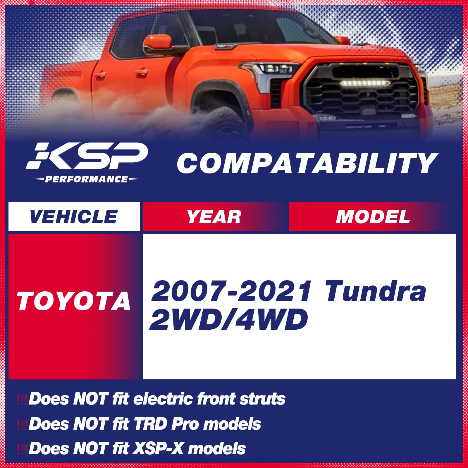 Ksp 3''F+2''R Tundra Lift Kits, 3In Front Lift Spacer And 2In Rear Lift Block With Extended U Bolts Compatible With Toyota Tundr