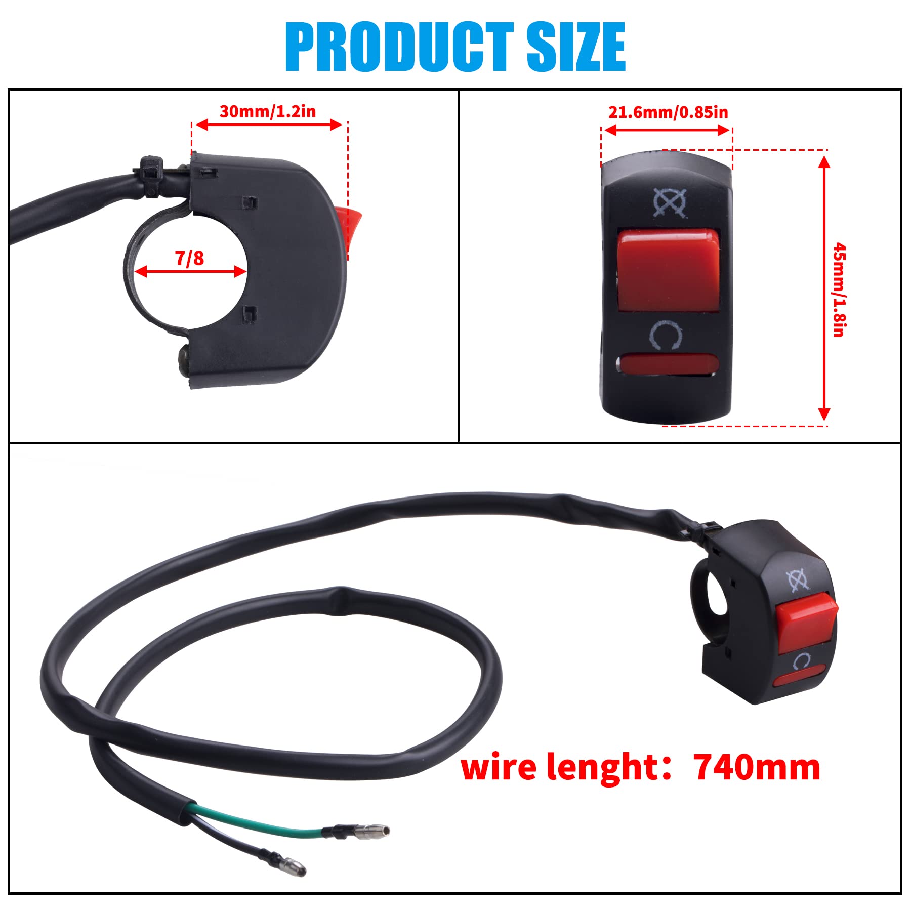 Jingke 7/8'' 22Mm Handle Kill On Off Switch For Atv Motorcycle Scooter Go Kart Engine Offroad Enduro Dirt Bike Baja Doodle Bug Db30 Mini Bikes