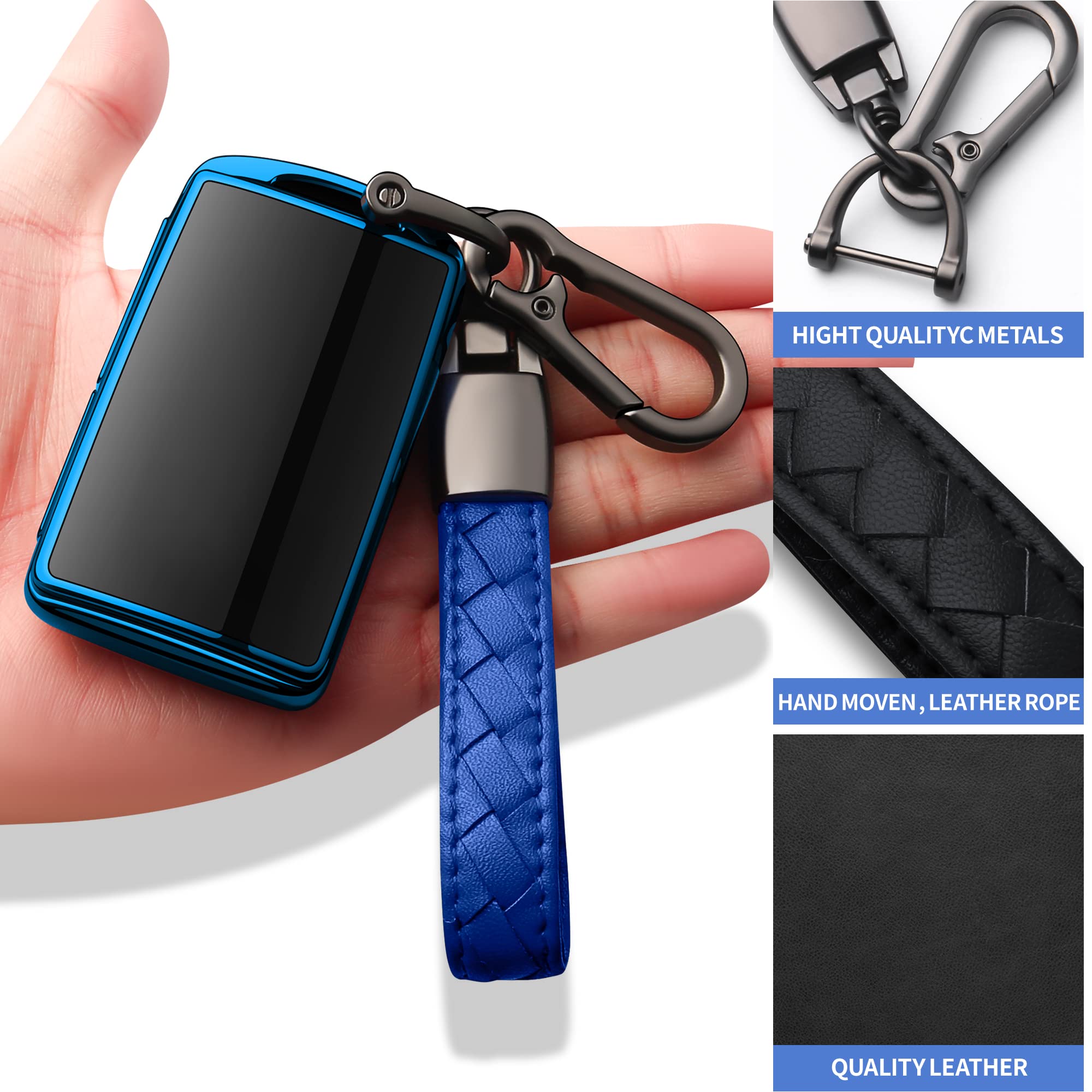 Sindeda For Mazda Key Fob Cover With Keychain Key Case Key Shell 360 Degree Full Protection Compatible With 2019 2020 2021 Mazda 3, Mazda 3 Hatchback, 2020 2021 Mazda Cx-5, Cx-30, Cx-9-Blue