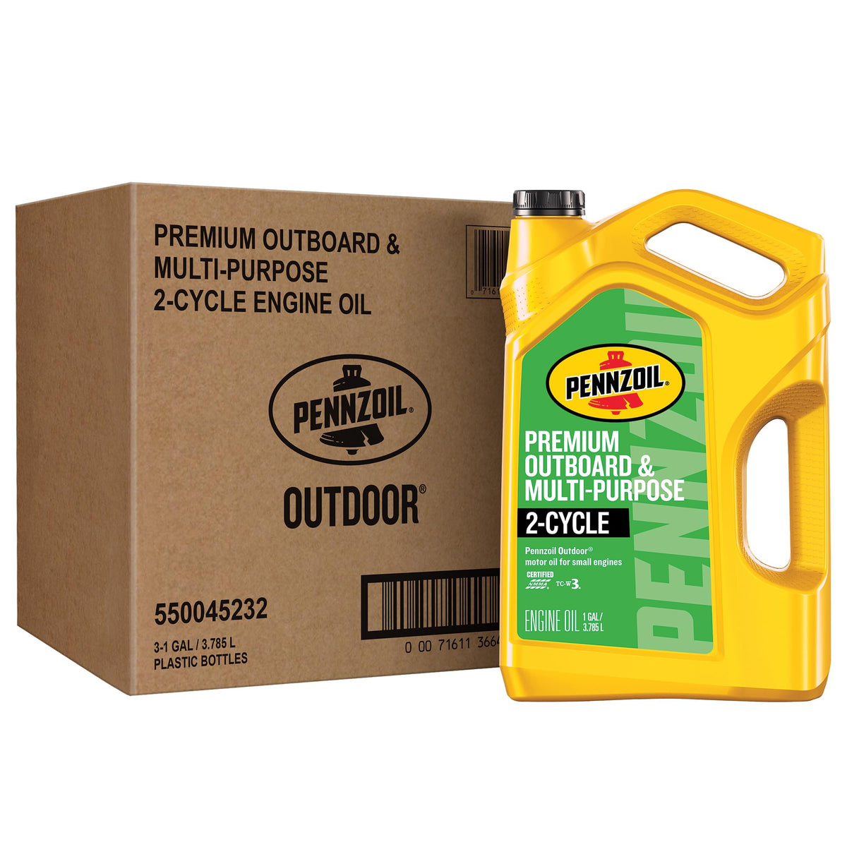 Pennzoil Outdoor Premium Outboard & Multi-Purpose 2-Cycle Engine Oil, 1 Gallon (3 Pack)