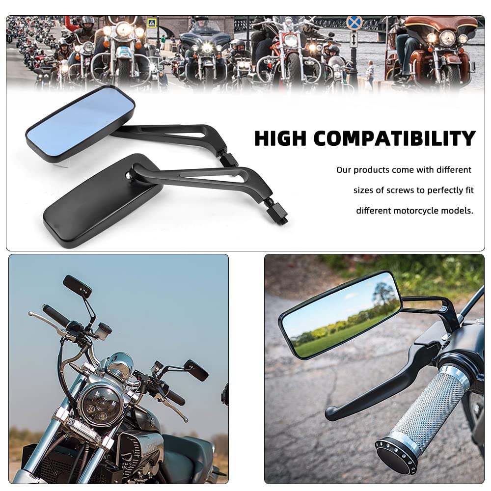 Goodfitment - Black Rectangle Shape Motorcycle Mirrors,Upgrade Rearview Motorcycle Mirrors Compatible With Most Motorcycle Model