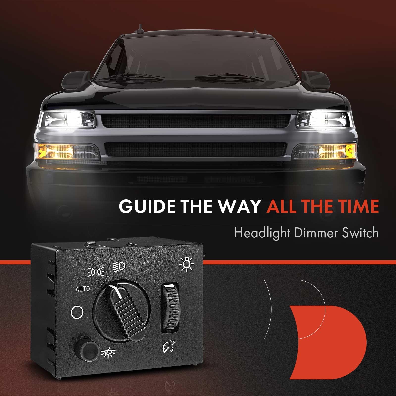 A-Premium Headlight Switch Headlamp Dimmer Switch White LED Light Compatible with 2003-2007 Chevy Silverado Tahoe Suburban & GMC Sierra Yukon & Cadillac Escalade