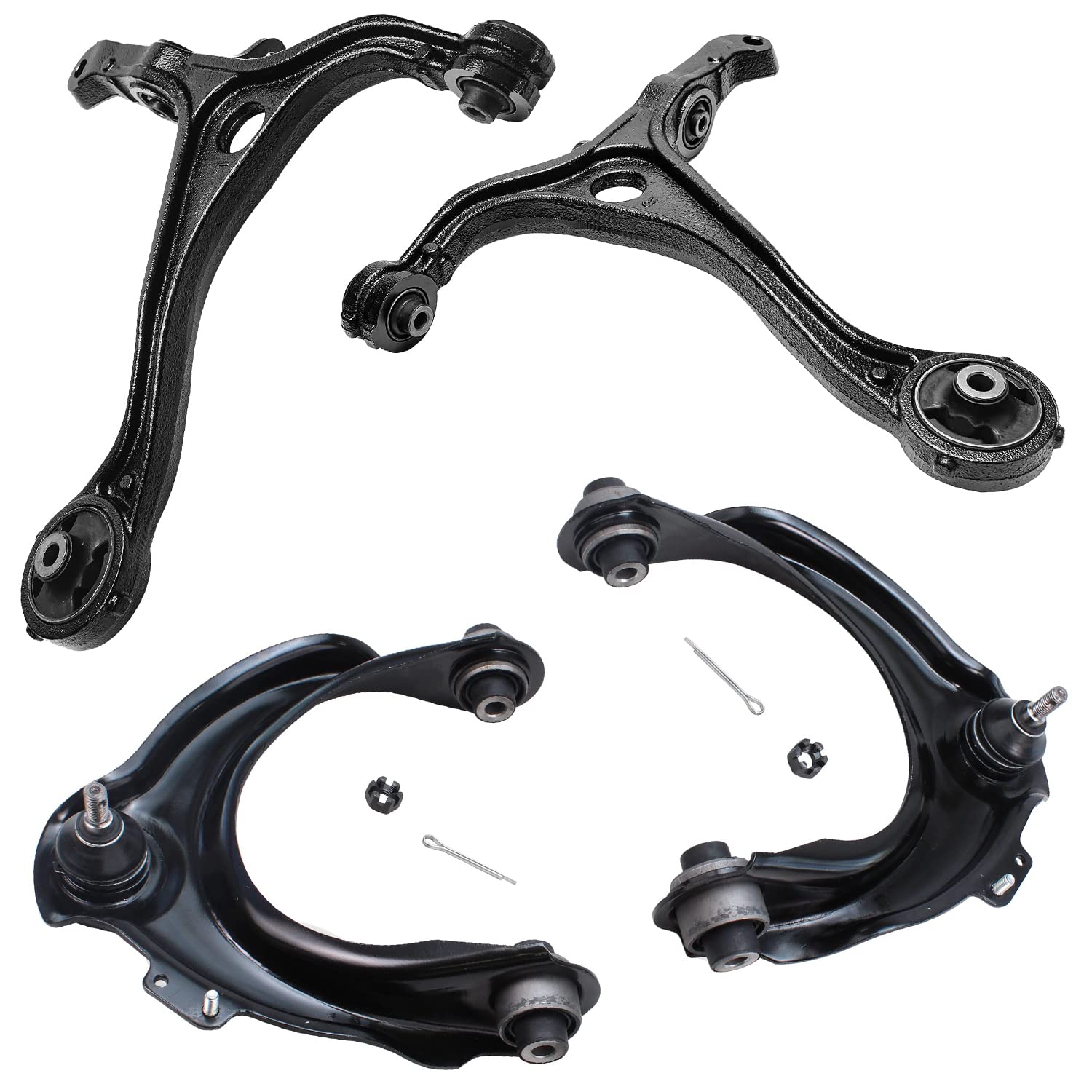 Detroit Axle - 4pc Front End Control Arms for 03-07 Honda Accord, 04-08 Acura TSX, 4 Upper & Lower Control Arms w/Ball Joint Ass