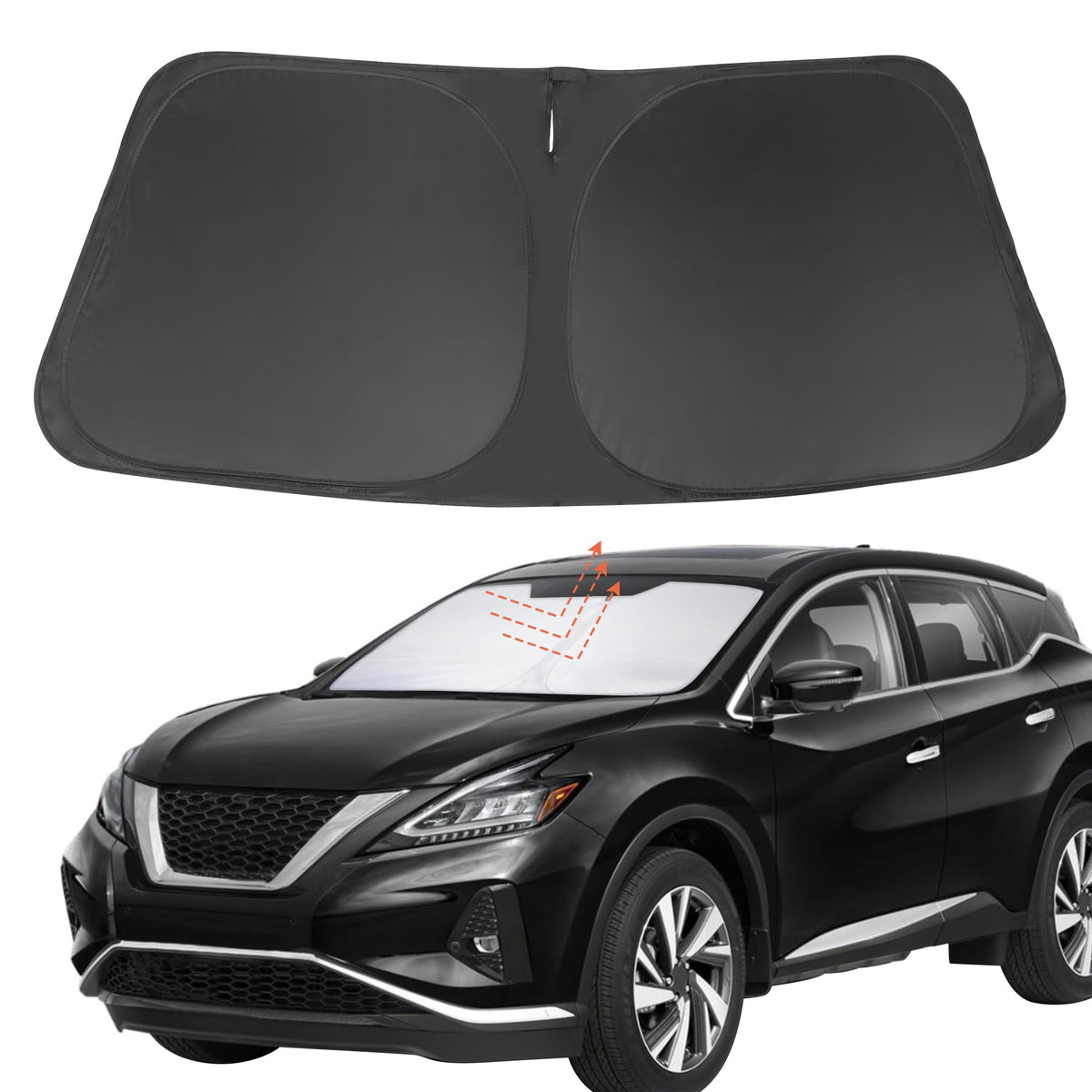 Yycke Windshield Sun Shade Accessories Compatible With 2015-2024 Murano For Nissan Foldable Sunshade Sun Visor Blocks Uv