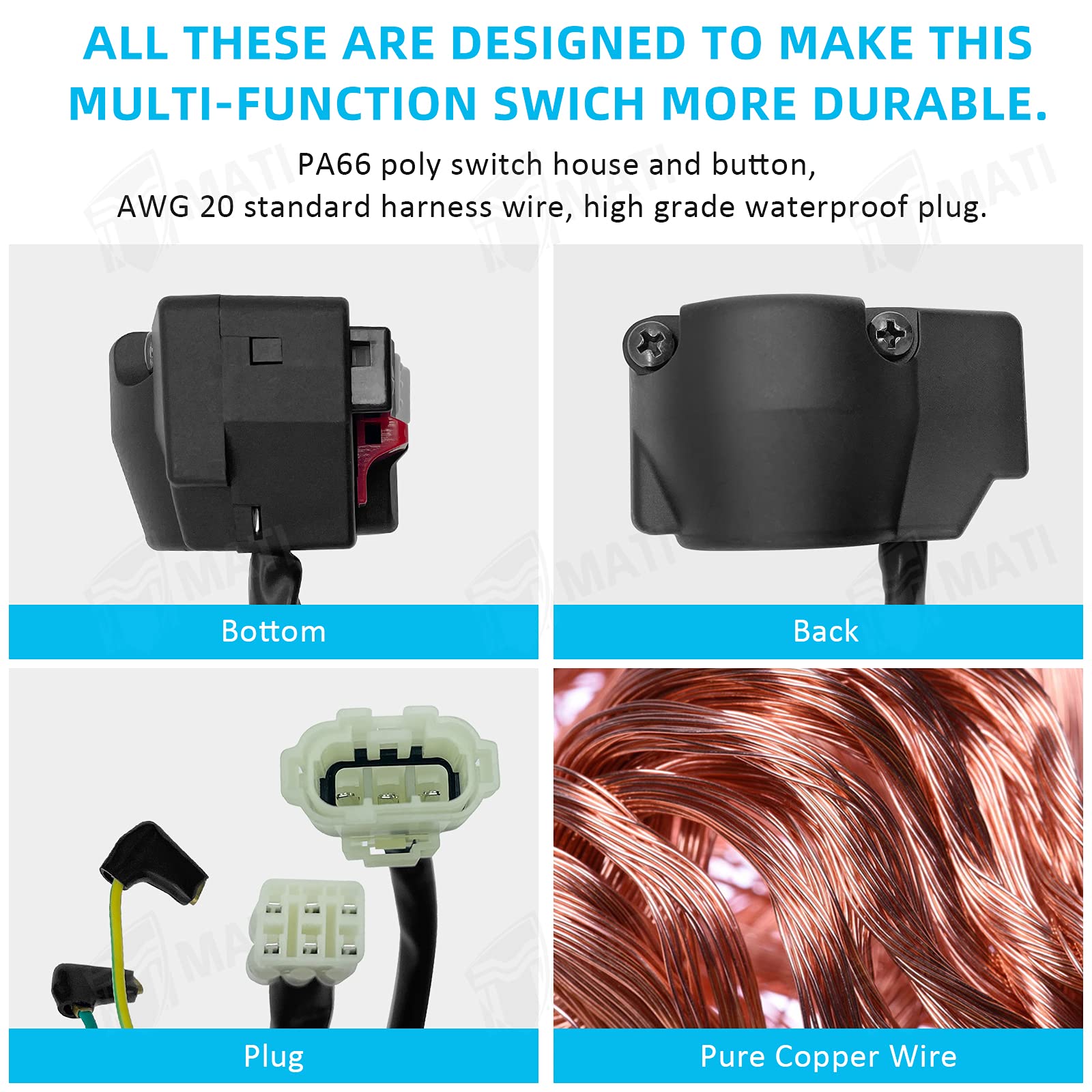 M Mati Handlebar Switch Start Stop Headlight For Honda Atv Trx400Ex Fourtrax Sportrax 1999-2004 35020-Hn1-000