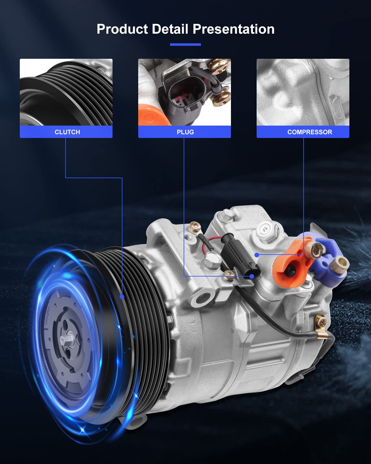 Eccpp Ac Compressor 2003-2005 For Mercedes-Benz C230 1.8L 2009-2014 Fit For Porsche Cayman 2.9L 3.4L A/C Compressor With Clutch