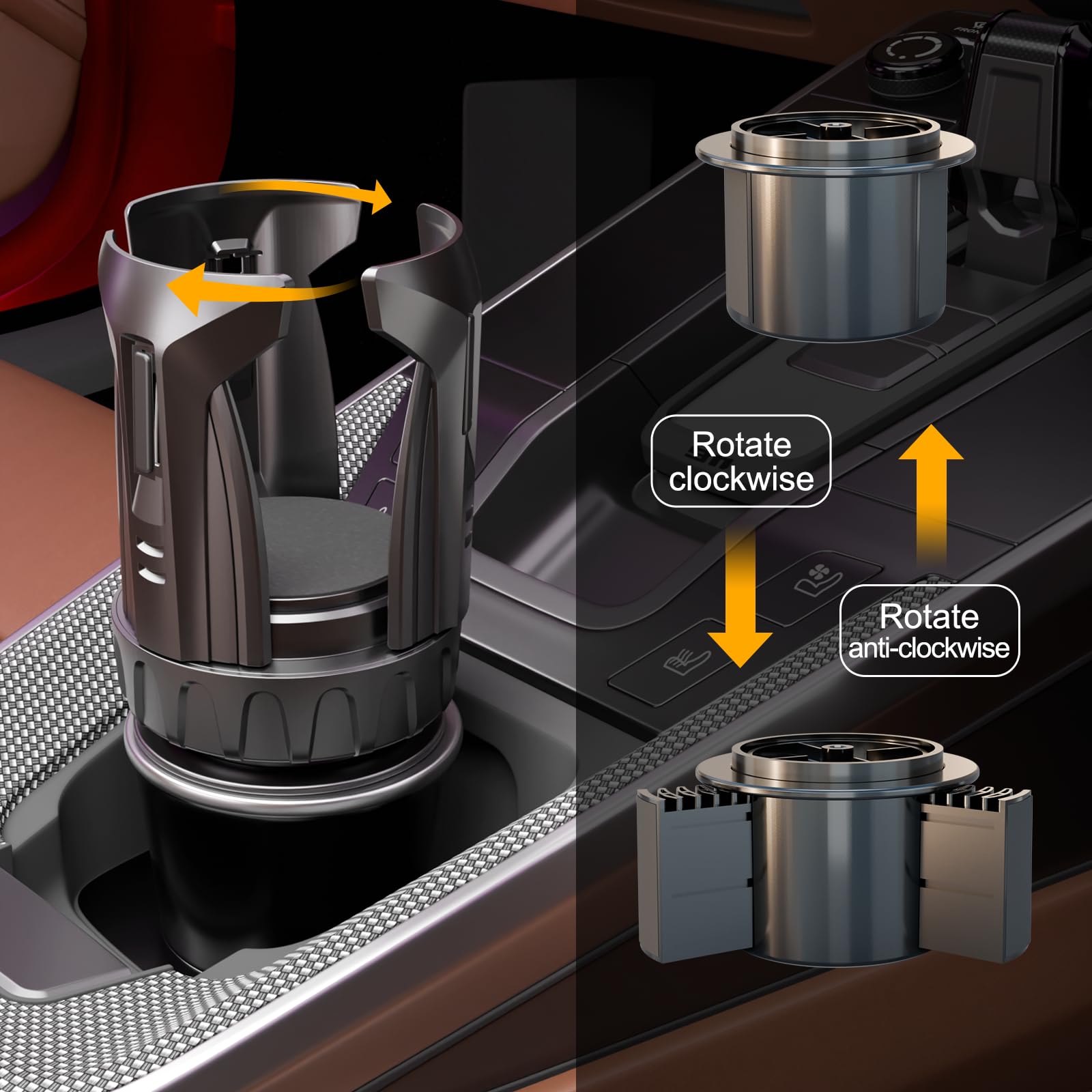 Cup Holder Expander, Automatic Car Cup Holder Expander Holds Large Water Bottles, Compatible With Yeti, Stanley, Owala Tumbler &