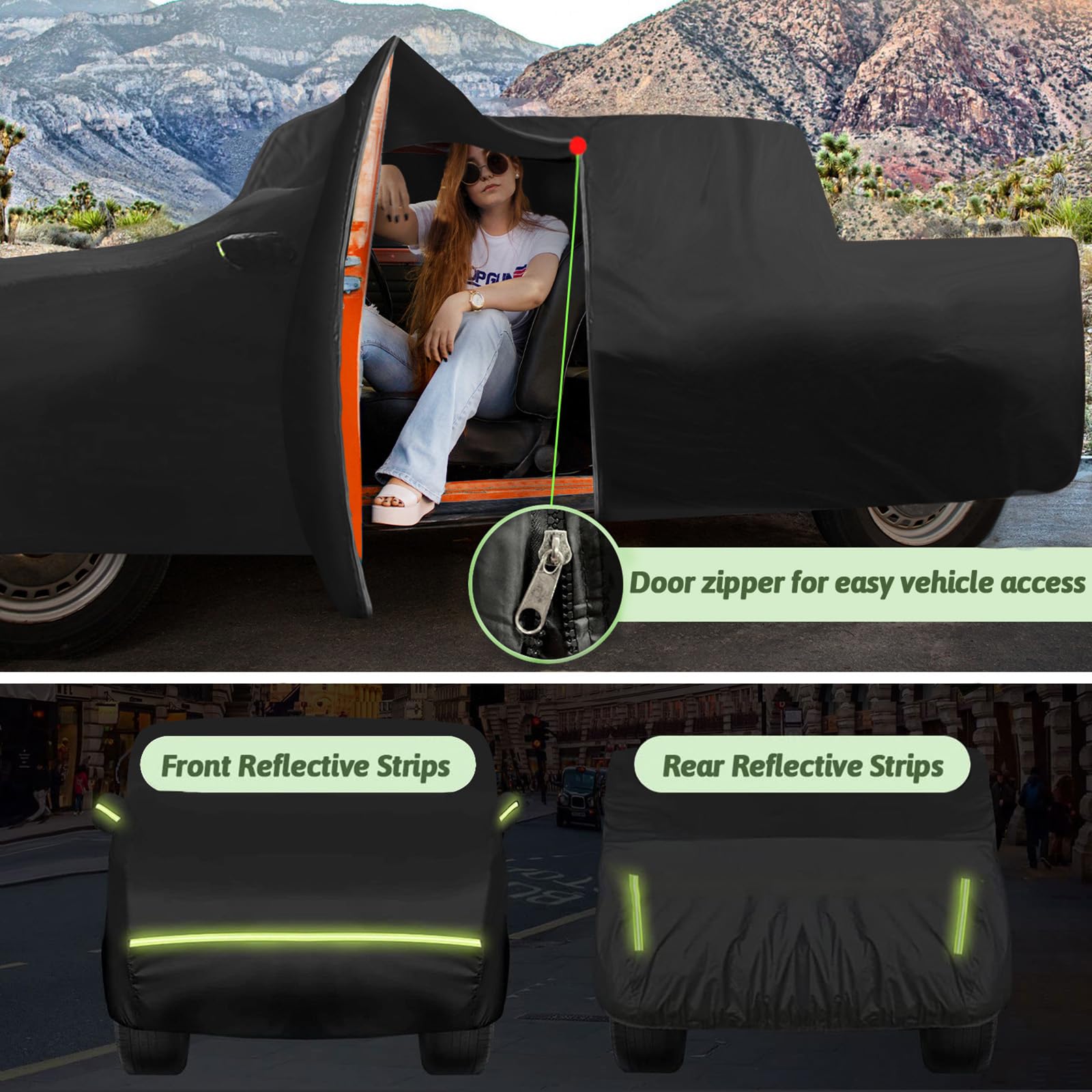 Truck Car Cover Fits for Ford F150 SuperCrew Cab 4 Door 6.5ft Bed, 210T Waterproof All Weather Car Cover with Windproof Straps a