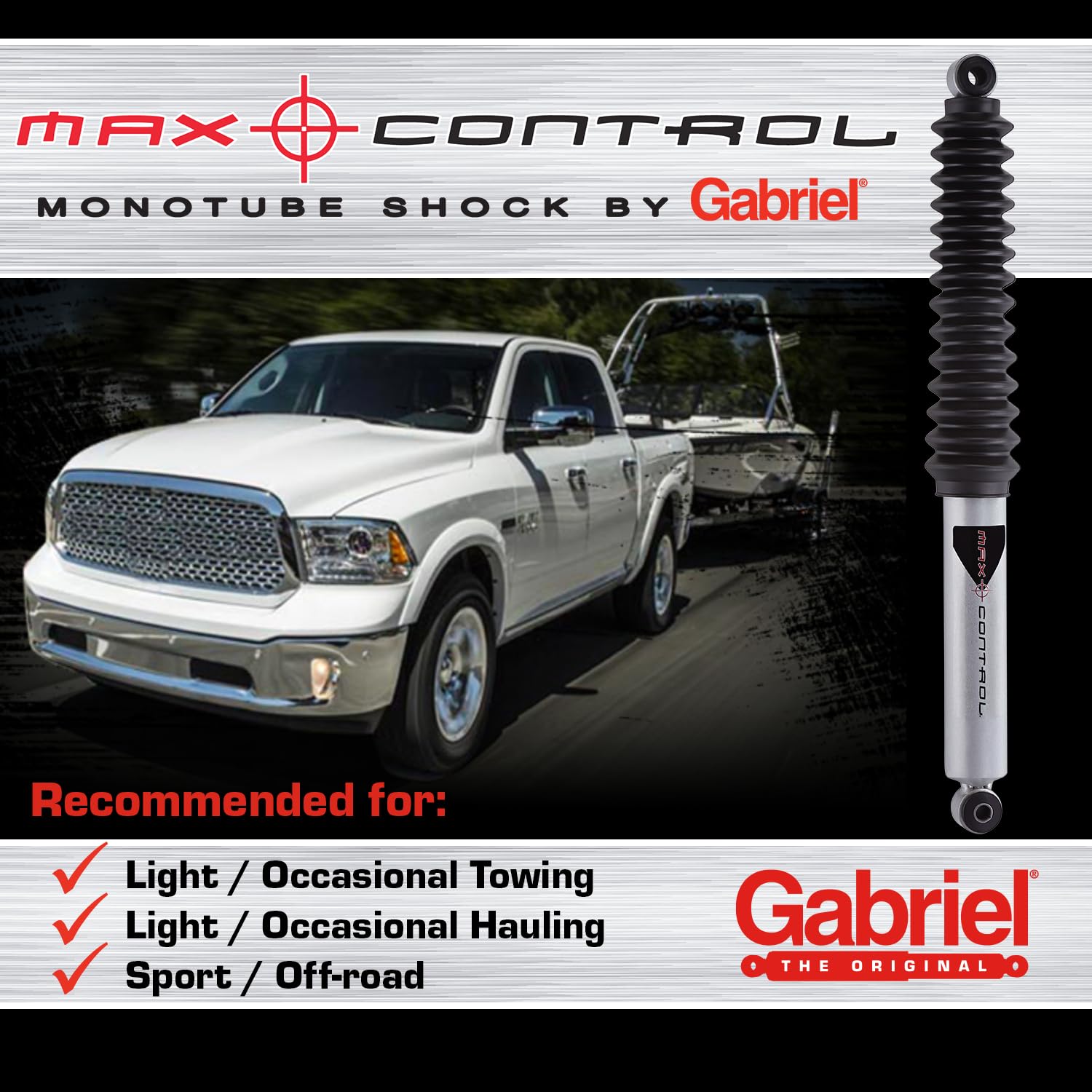 Gabriel 77967 Max Control Front Monotube Shock Absorber Fits 05-24 Ford F-450 Super Duty, 05-24 Ford F-550 Super Duty, 20-24 For