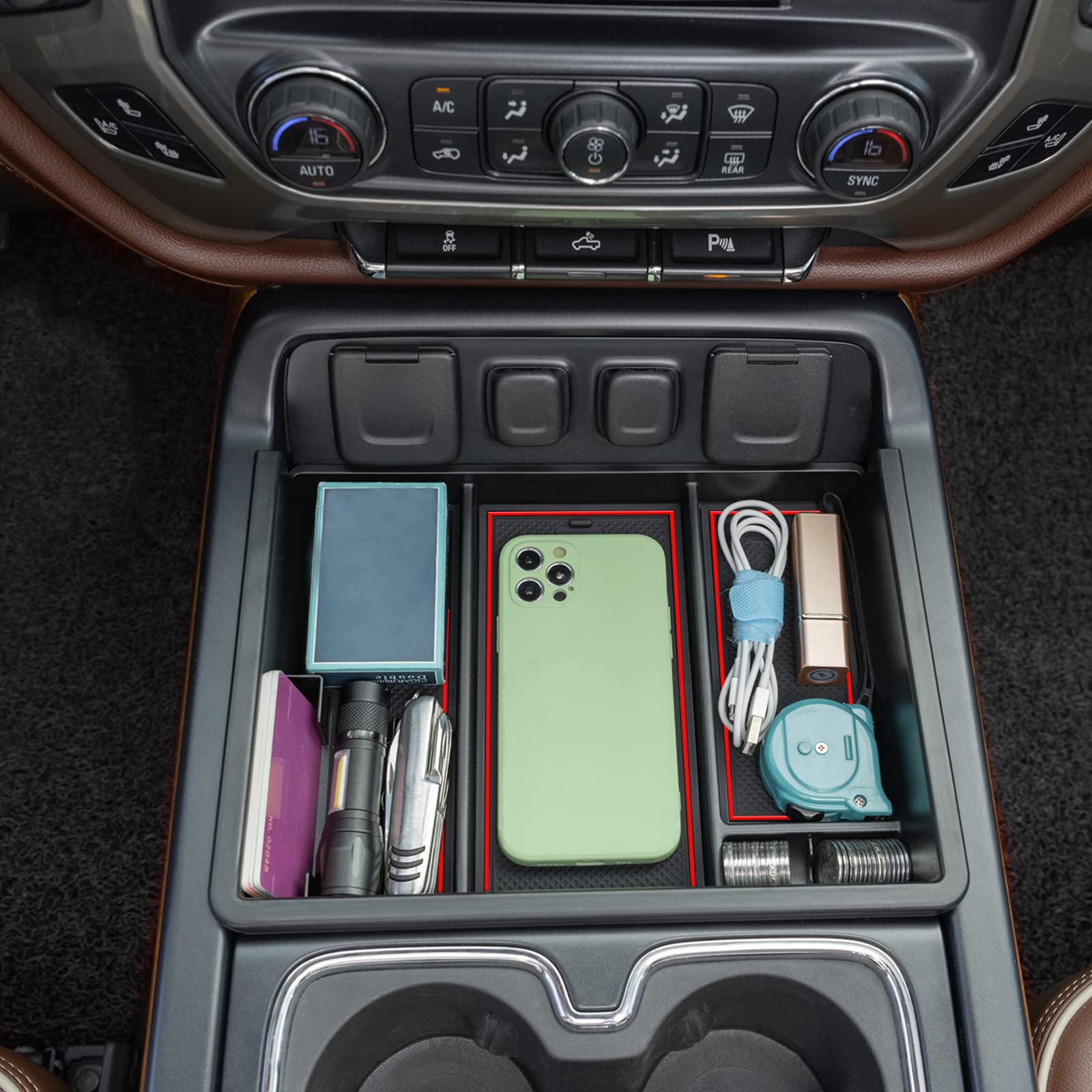 Jkcover Center Console Organizer Compatible With Chevy Silverado/Gmc Sierra 2014 2015 2016 2017 2018 1500/2500/3500Hd Accessorie